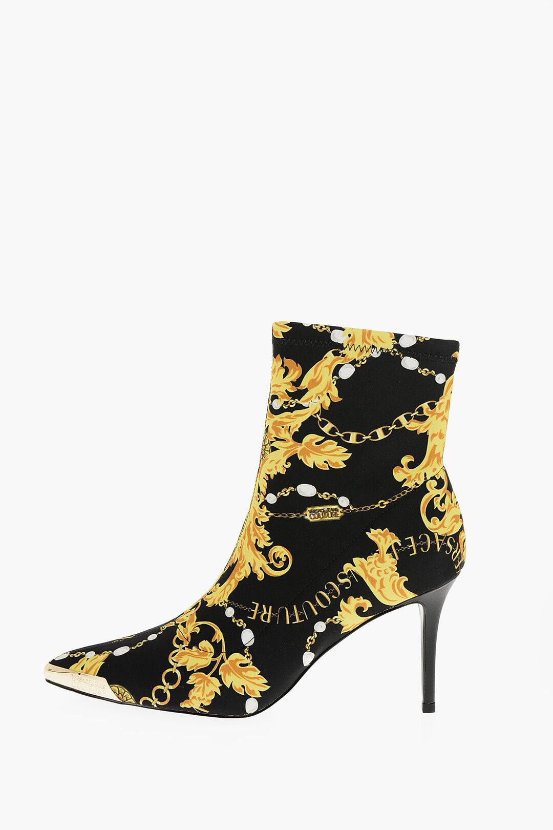 Versace JEANS COUTURE Sock Ankle Boots SCARLETT Pointed Toe with Baroque Print 9cm Heel Size US 6 / IT 36 - 3 Thumbnail