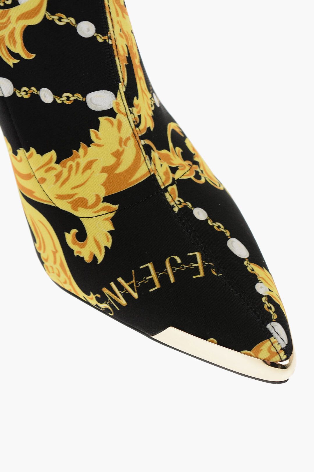 Versace JEANS COUTURE Sock Ankle Boots SCARLETT Pointed Toe with Baroque Print 9cm Heel Size US 11 / IT 41 - 4 Thumbnail