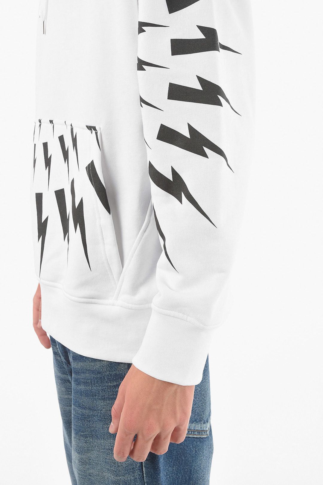 Neil Barrett Hoodie RADIAL FAIR-ISLE THUNDERBOLT with Maxi Front Patch Pocket Size US M / EU 48-50 / 2 - 3 Thumbnail