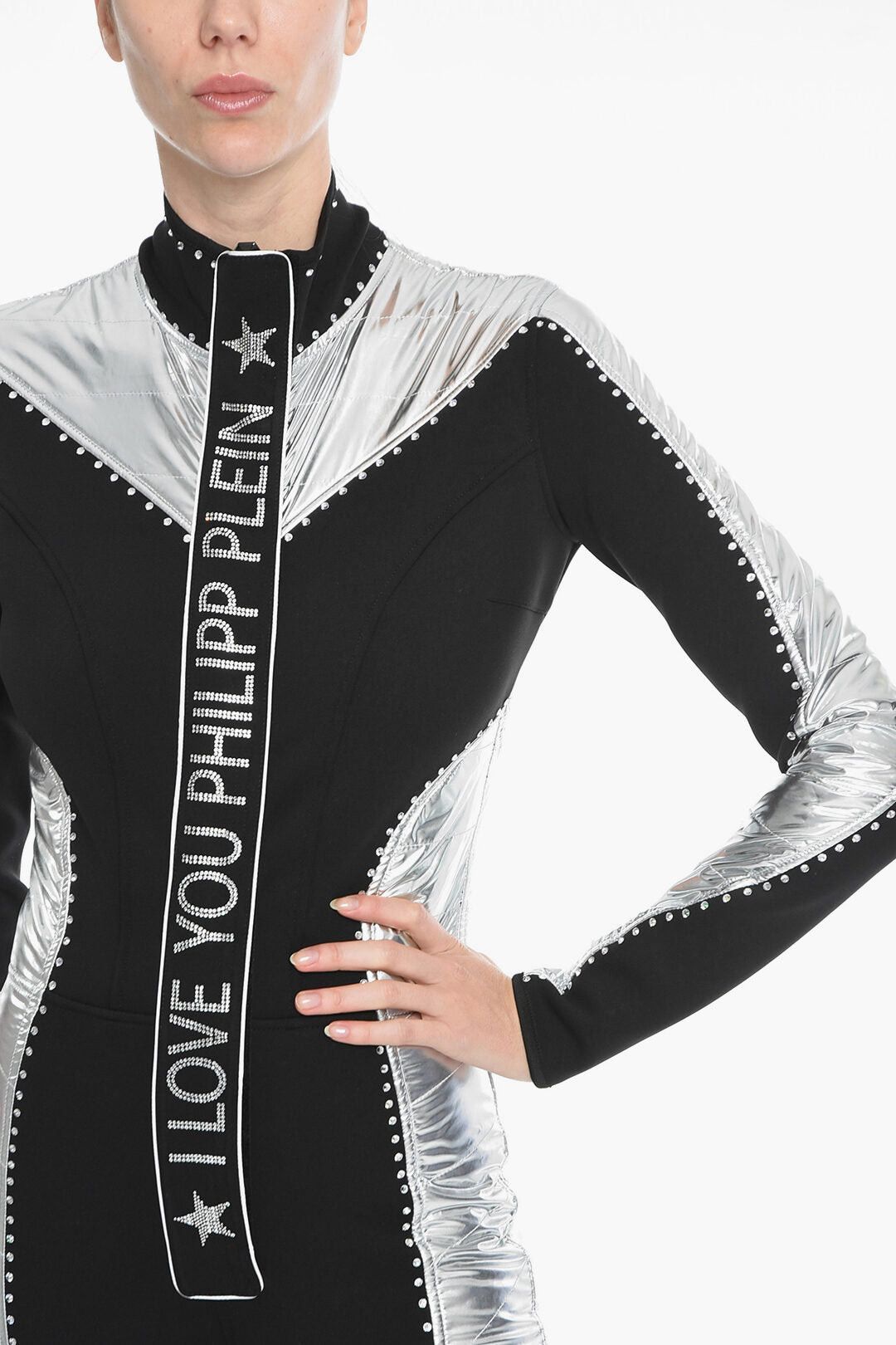Philipp Plein Ski Jumpsuit GOTHIC with Crystal Appliqué Size 27" / US 4 / IT 40 - 3 Thumbnail