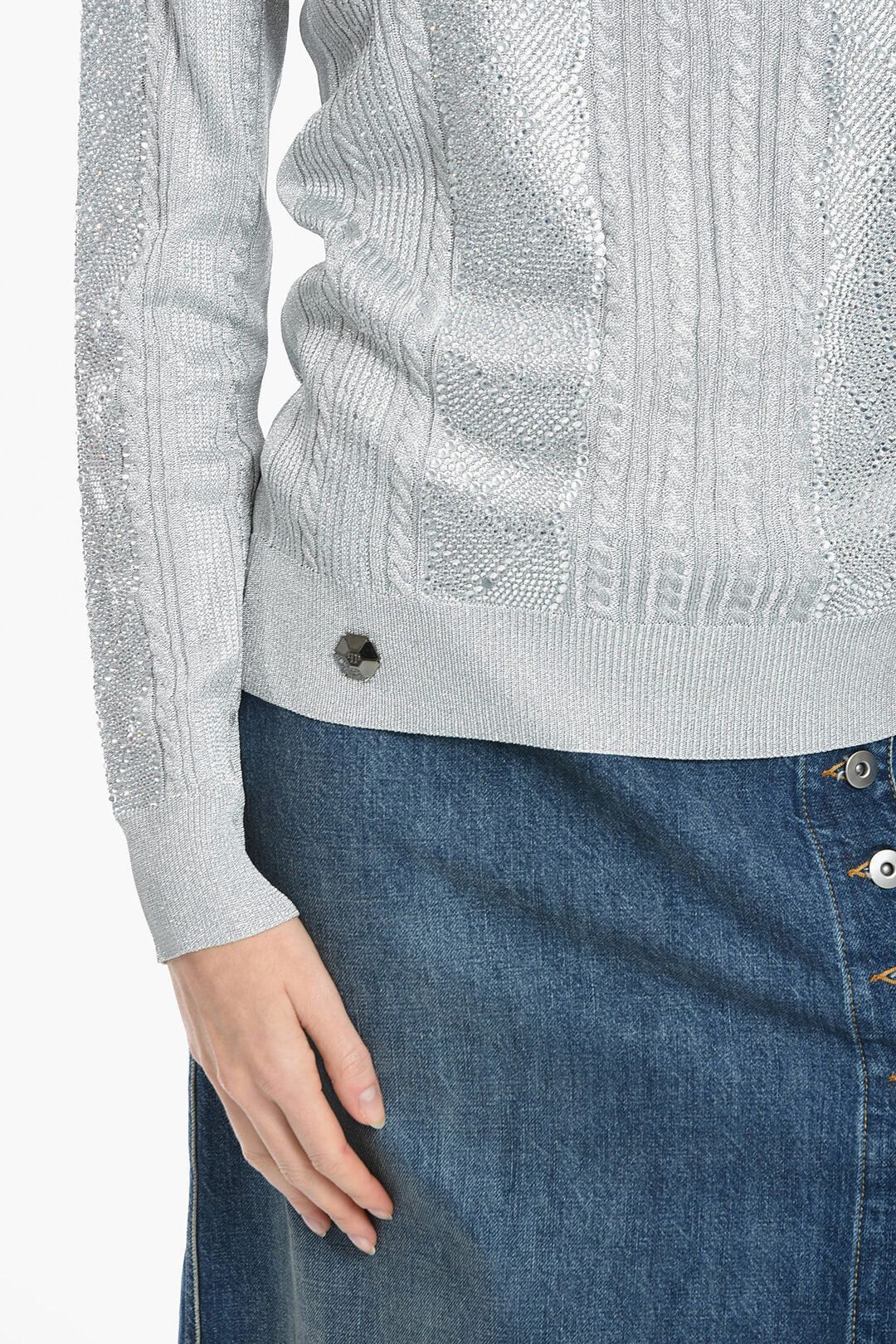 Philipp Plein Round-Neck Long-Sleeve Crystal Pullover Size S / US 4 / IT 40 - 4 Thumbnail