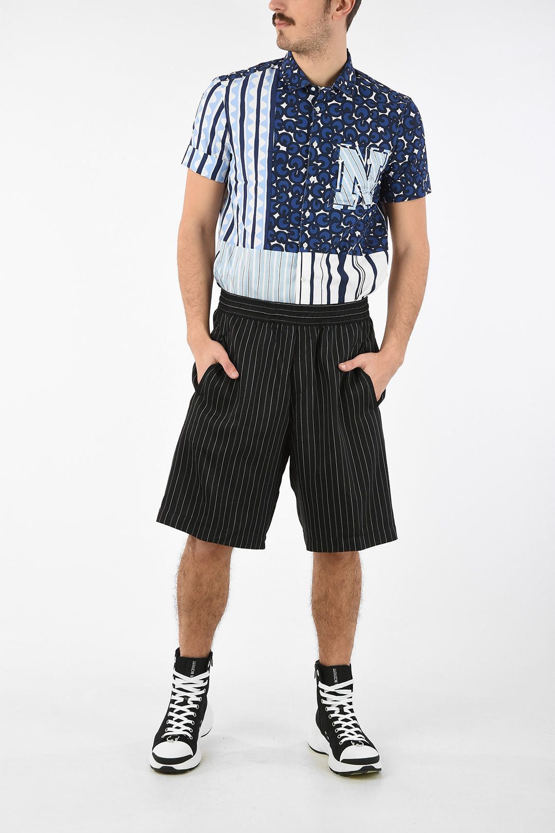 Neil Barrett Pencil-Striped Shorts with Drawstring Waist Size US 31 - 4 Thumbnail