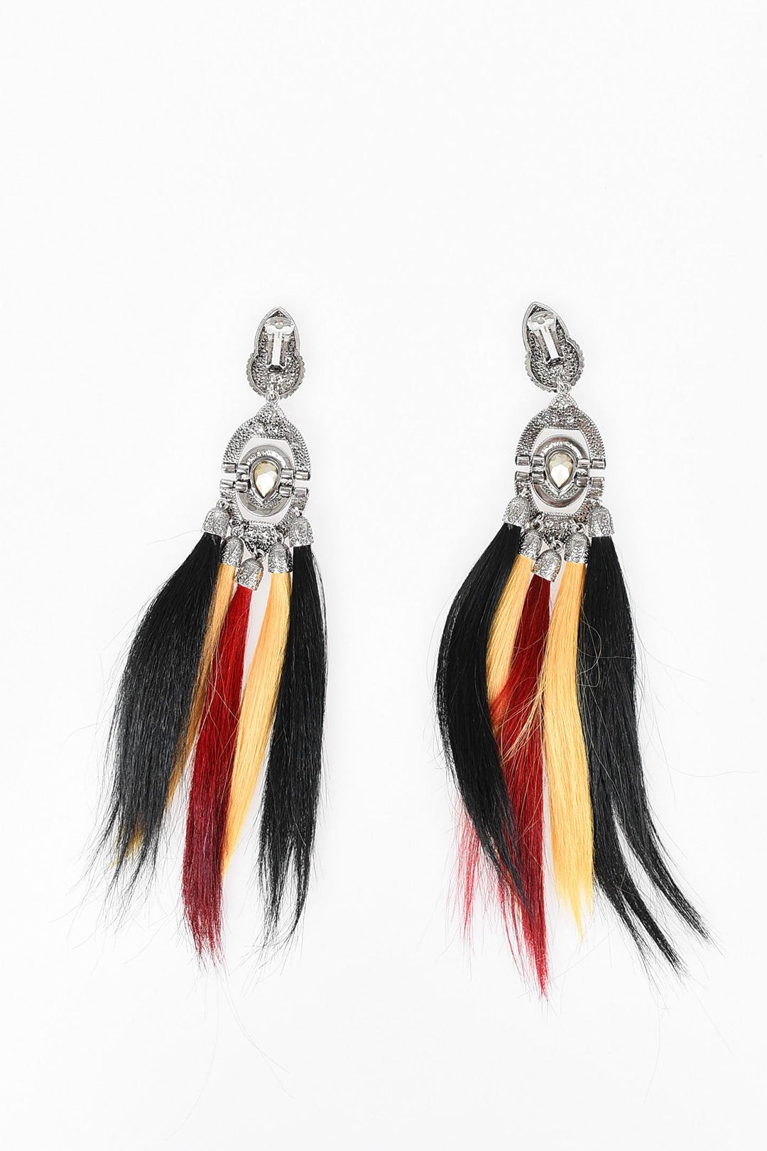 Dsquared2 Clip-On Earrings with Stones and Pony-Hair Details Size ONE SIZE - 3 Thumbnail