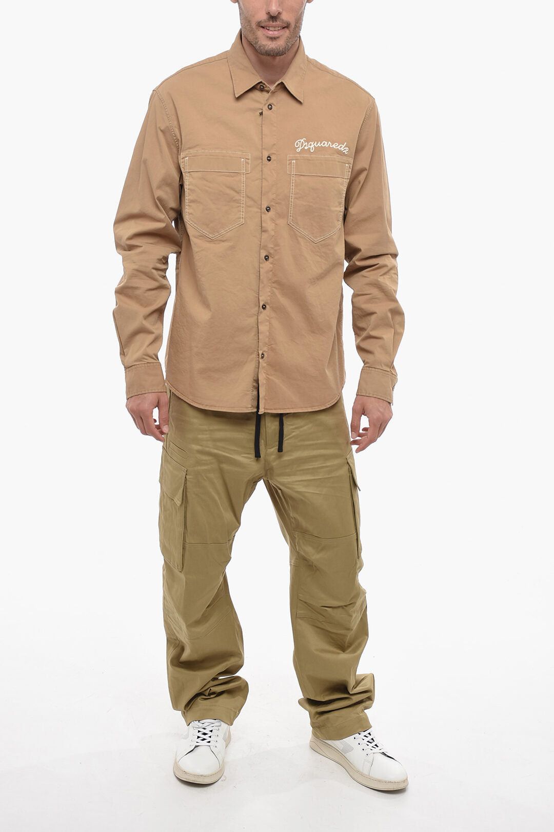 Dsquared2 Cotton Overshirt with Embroidered Logo Size US L / EU 52-54 / 3 - 4 Thumbnail