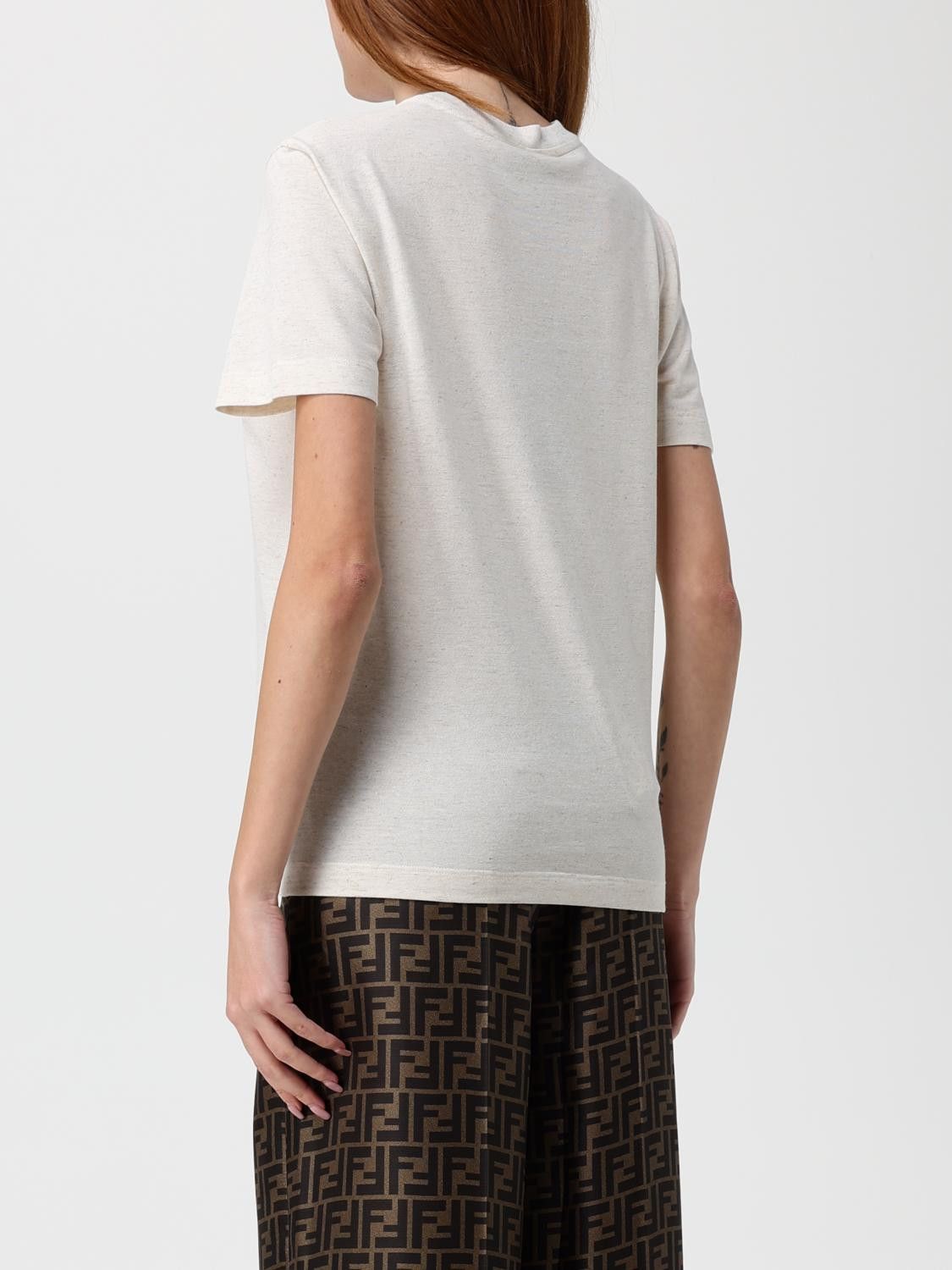 Fendi Fendi T-Shirt Woman Beige Size L / US 10 / IT 46 - 3 Thumbnail