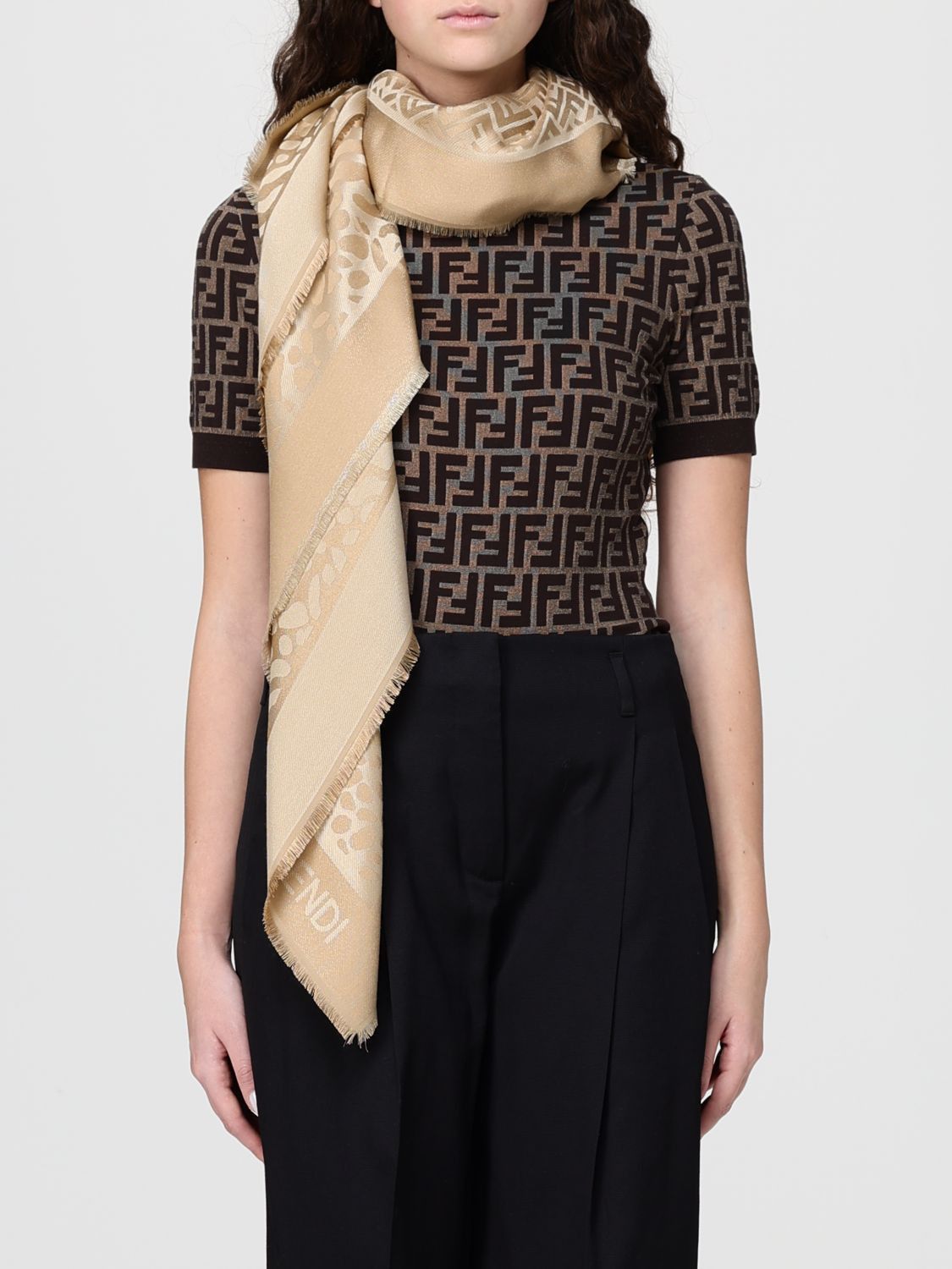 Fendi Fendi Scarf Woman Brown Size ONE SIZE - 2 Thumbnail