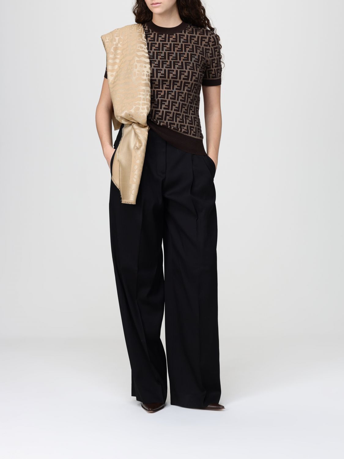 Fendi Fendi Scarf Woman Brown Size ONE SIZE - 4 Thumbnail