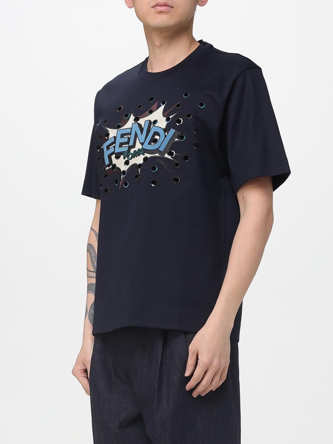 Fendi Fendi T-Shirt Men Blue Size US XL / EU 56 / 4 - 4 Thumbnail