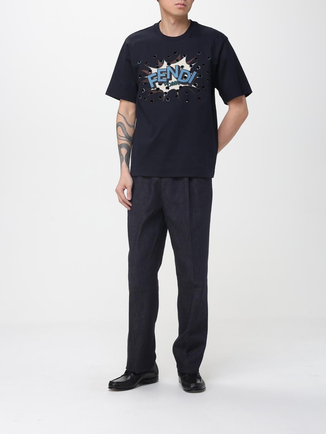 Fendi Fendi T-Shirt Men Blue Size US XL / EU 56 / 4 - 2 Thumbnail