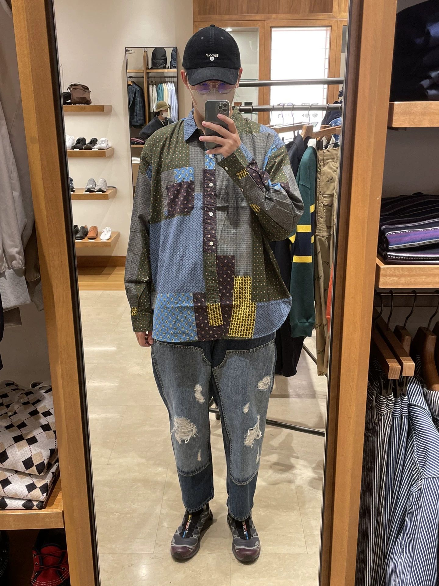 Beams Japan stylish patchwork denim and knit top Size XS / US 0-2 / IT 36-38 - 3 Thumbnail