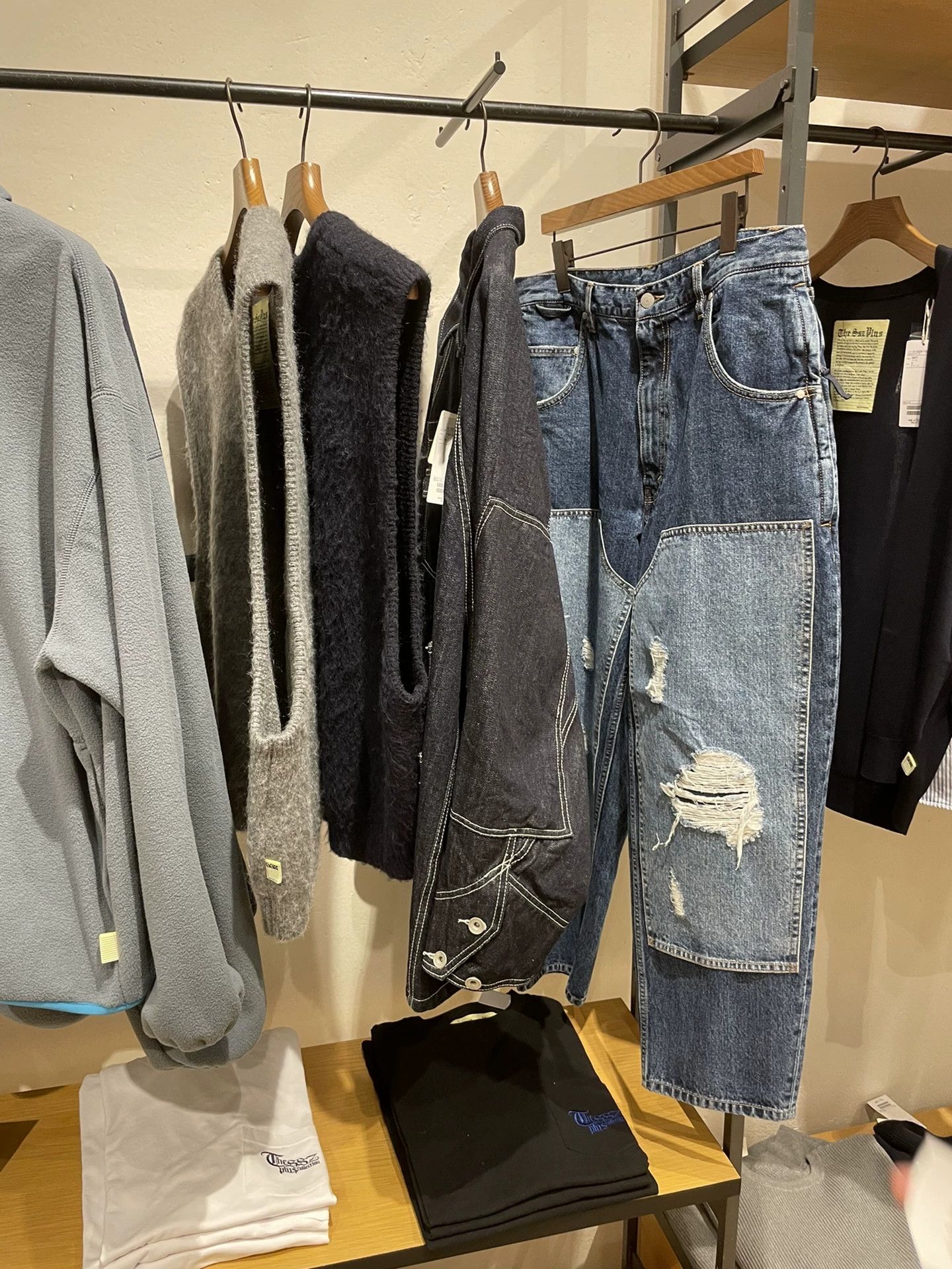 Beams Japan stylish patchwork denim and knit top Size XS / US 0-2 / IT 36-38 - 2 Thumbnail