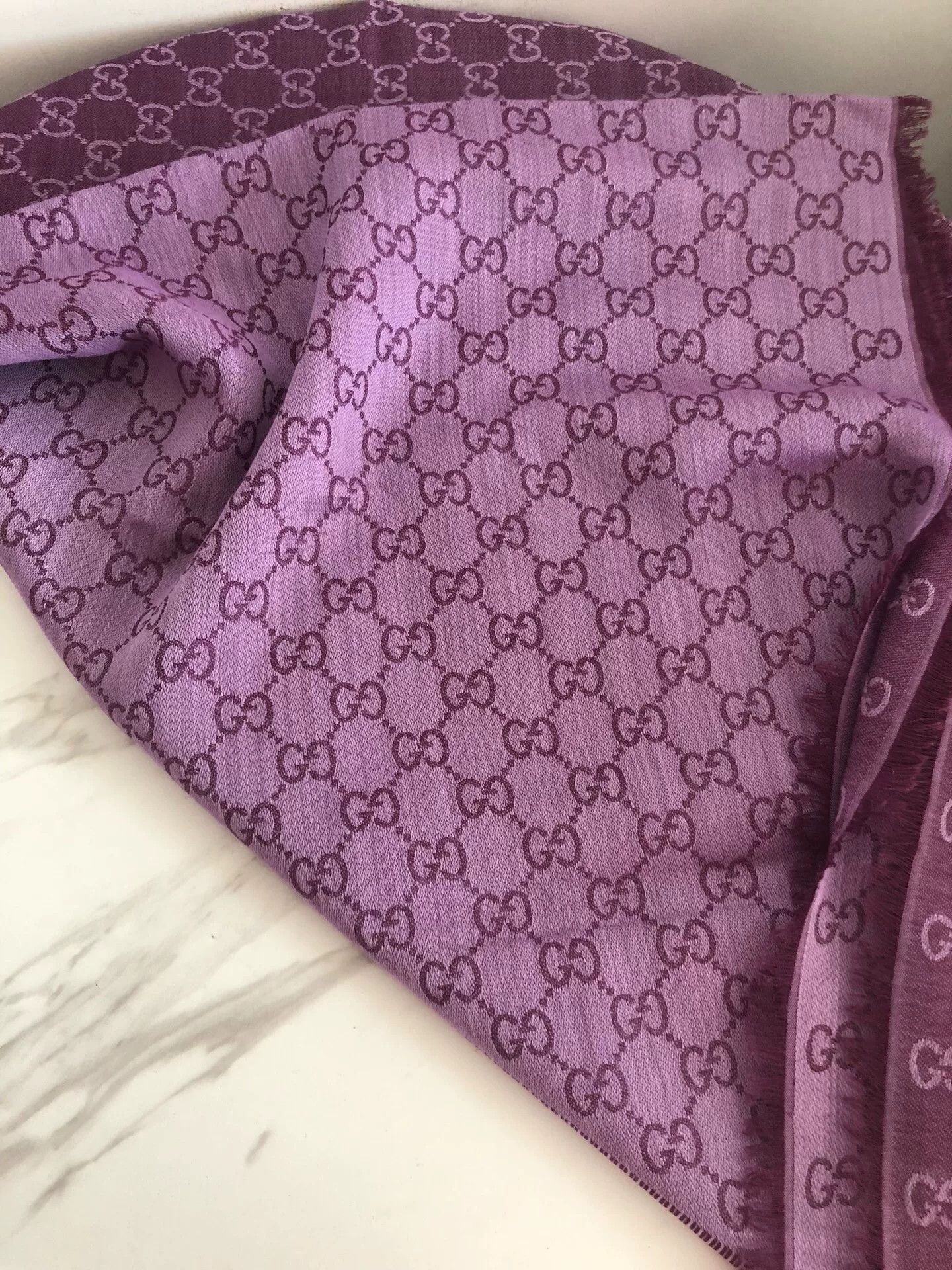 Gucci Gucci Cashmere Silk Scarf in Purple Size ONE SIZE - 2 Thumbnail