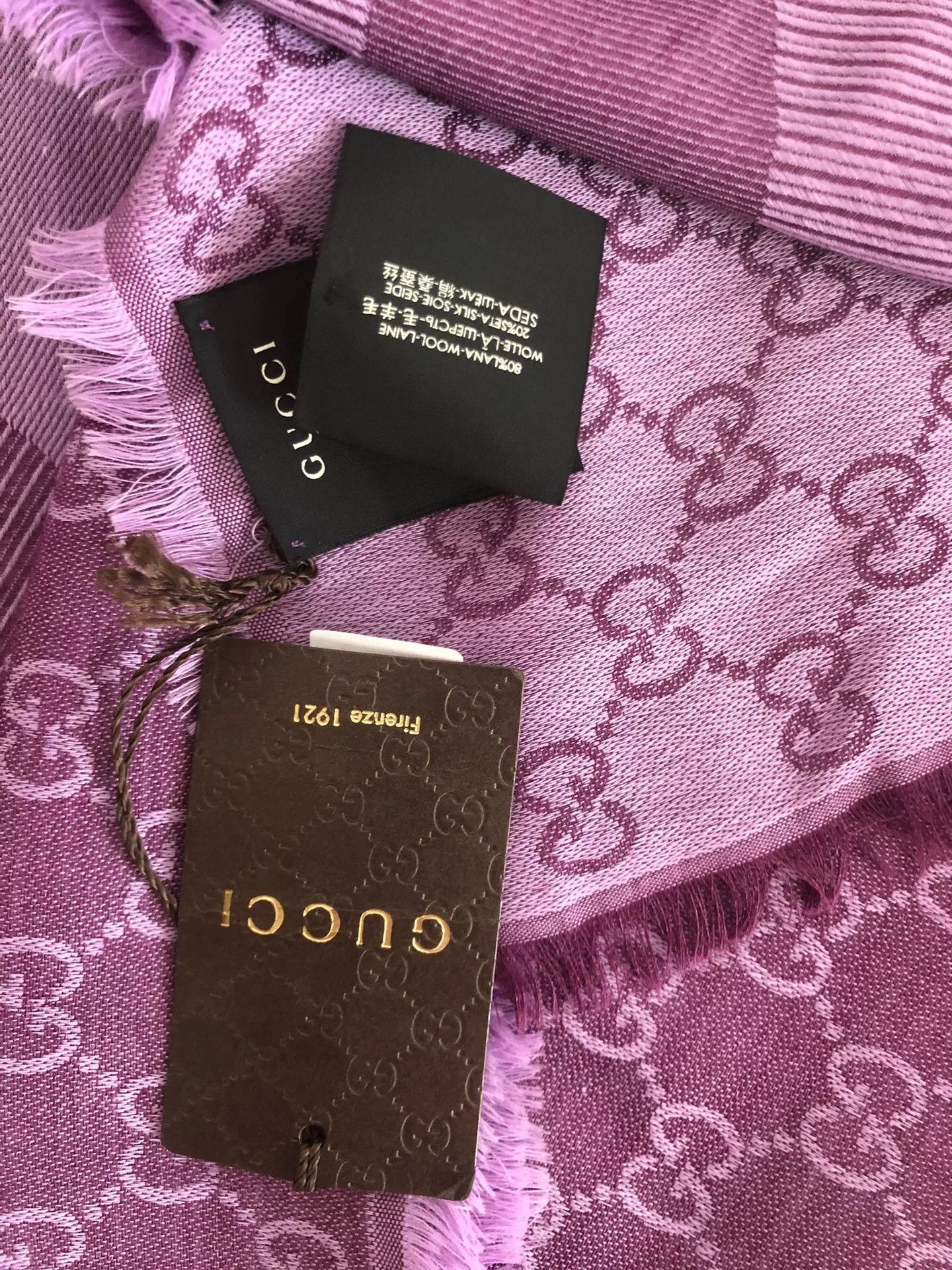 Gucci Gucci Cashmere Silk Scarf in Purple Size ONE SIZE - 4 Thumbnail