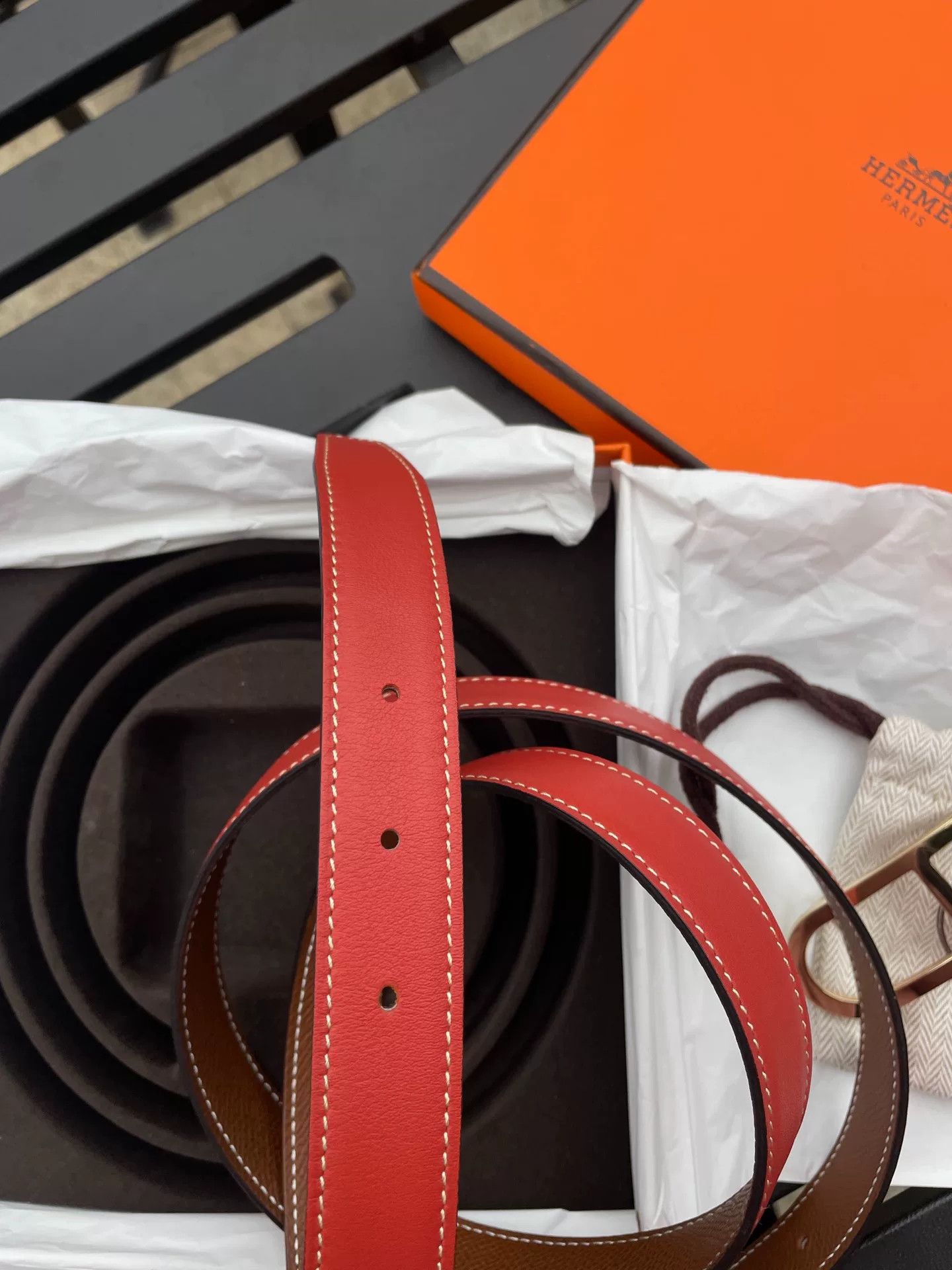 Hermes Hermes Red Leather Belt for Sale Size ONE SIZE - 4 Thumbnail