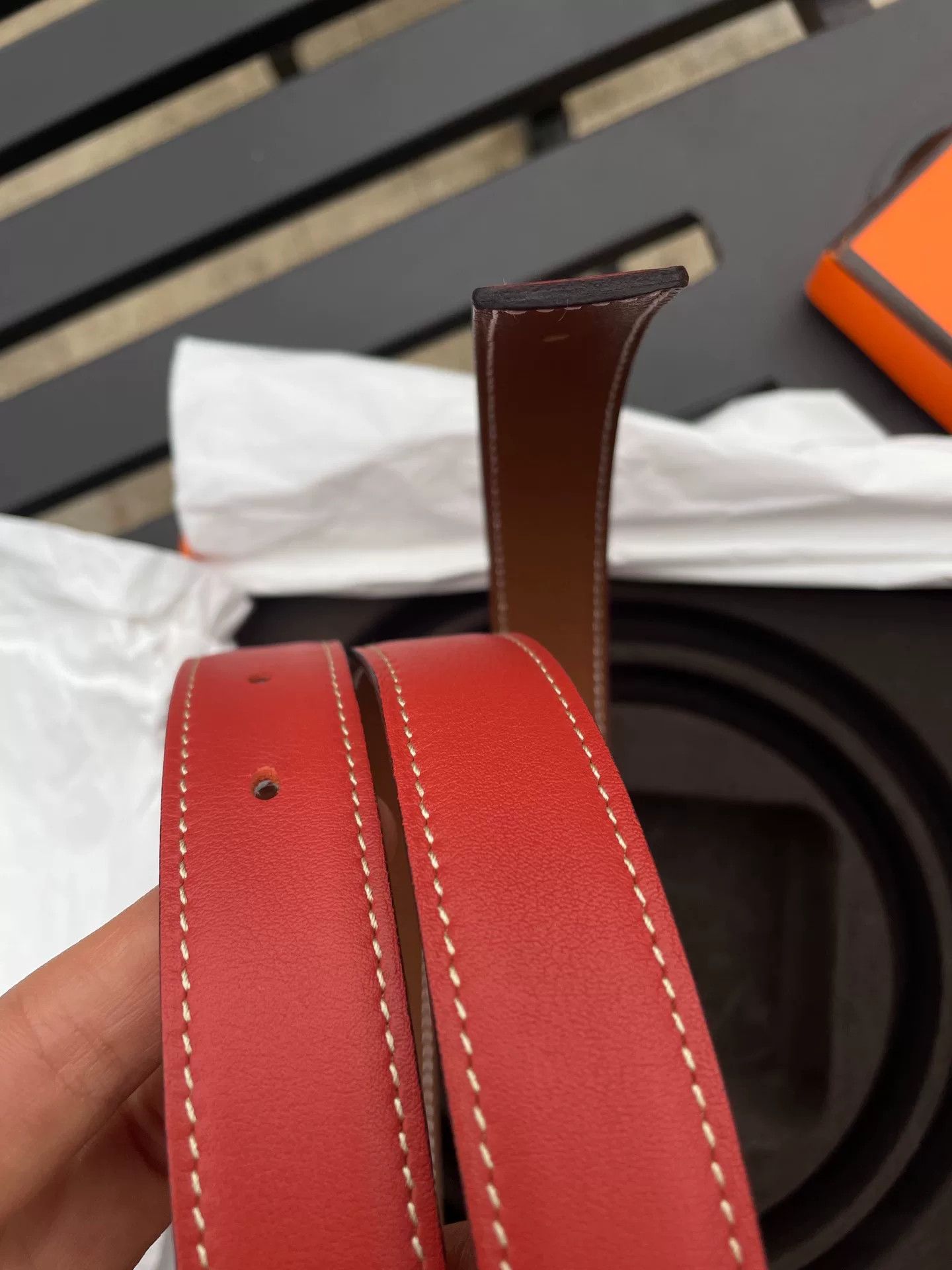 Hermes Hermes Red Leather Belt for Sale Size ONE SIZE - 6 Thumbnail