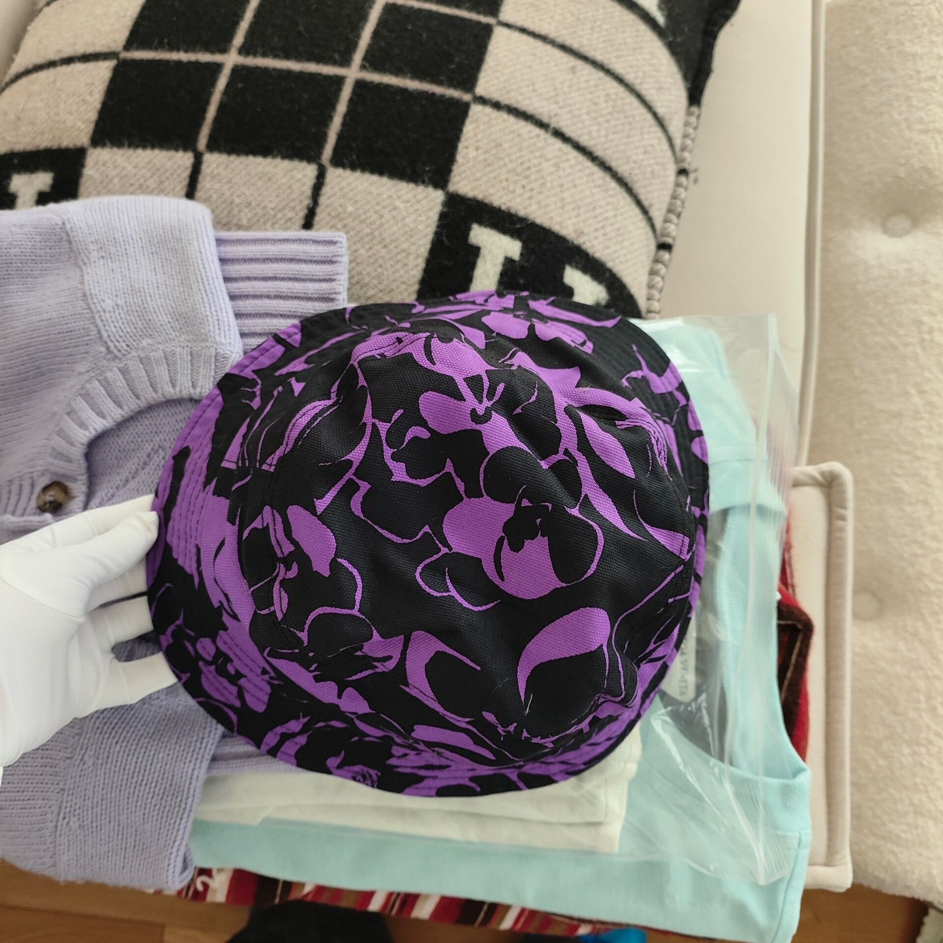 Chanel Chanel Purple Printed Bucket Hat M Size ONE SIZE - 4 Thumbnail
