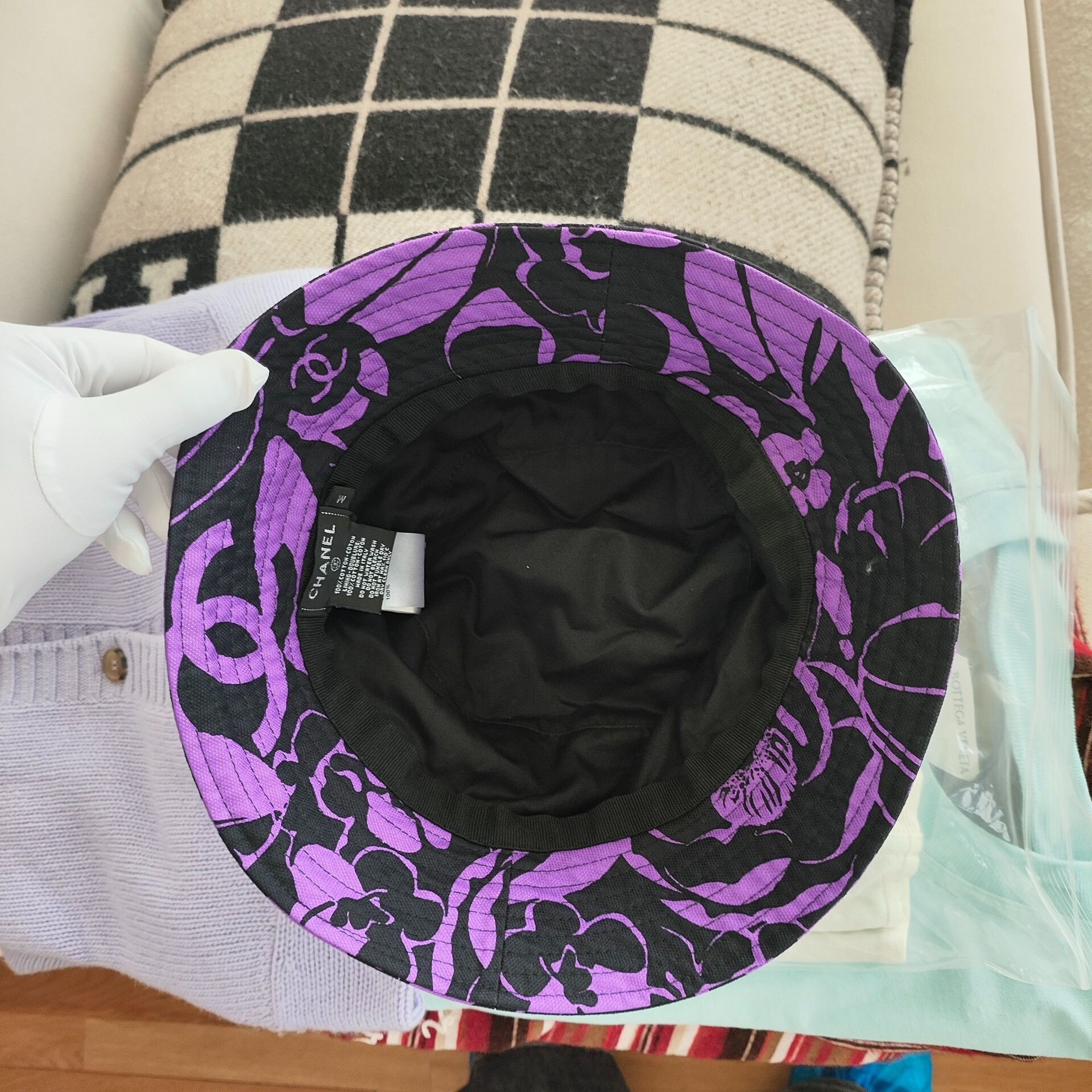 Chanel Chanel Purple Printed Bucket Hat M Size ONE SIZE - 3 Thumbnail