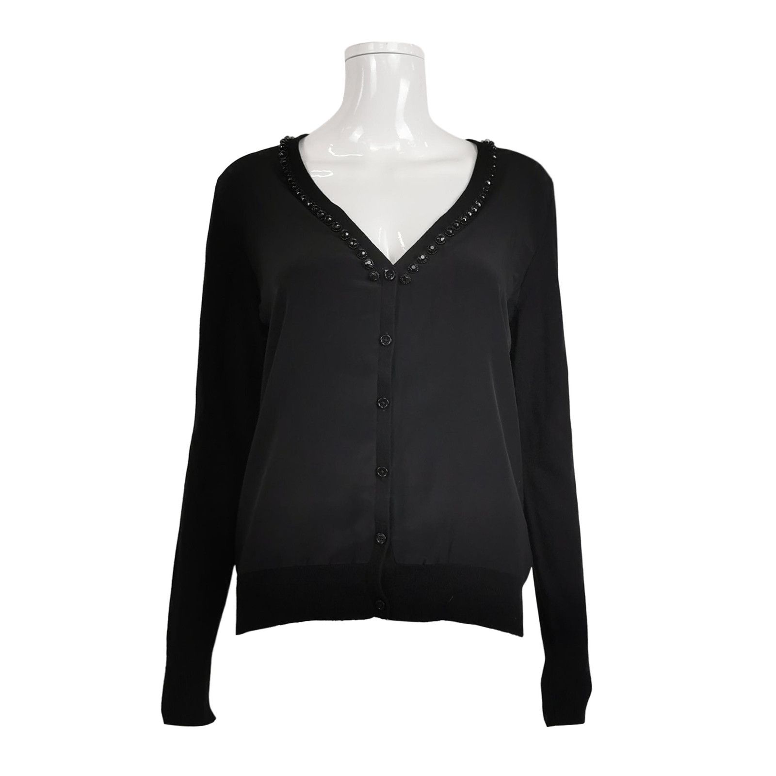 Weekend Max Mara Weekend Max Mara Striped V-Neck Wool-Silk Cardigan M Size M / US 6-8 / IT 42-44 - 2 Thumbnail