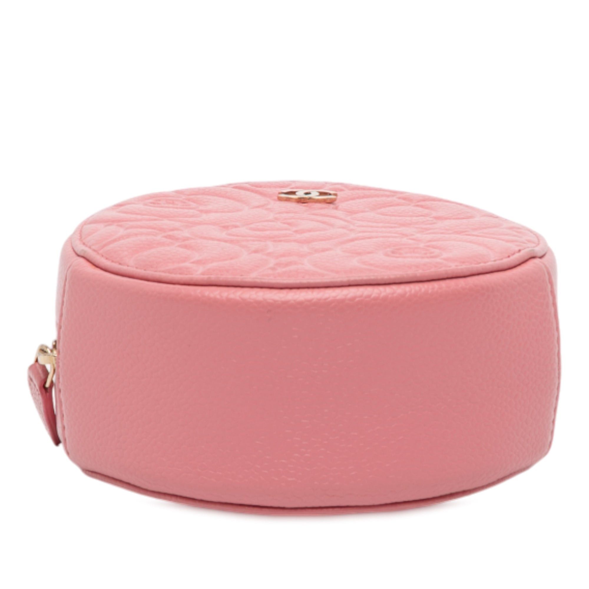 Chanel CC Embossed Caviar Camellia Round Clutch With Chain Size ONE SIZE - 3 Thumbnail