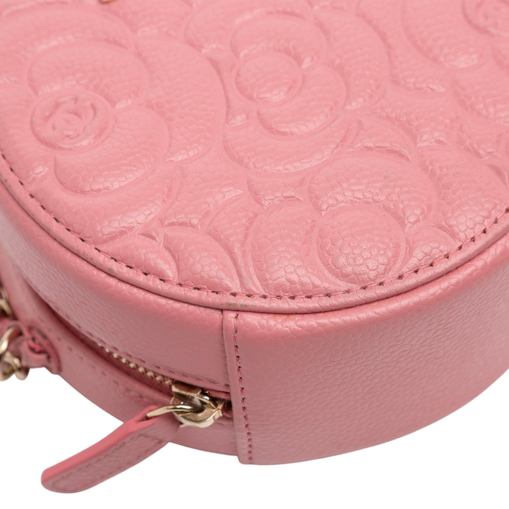 Chanel CC Embossed Caviar Camellia Round Clutch With Chain Size ONE SIZE - 8 Thumbnail