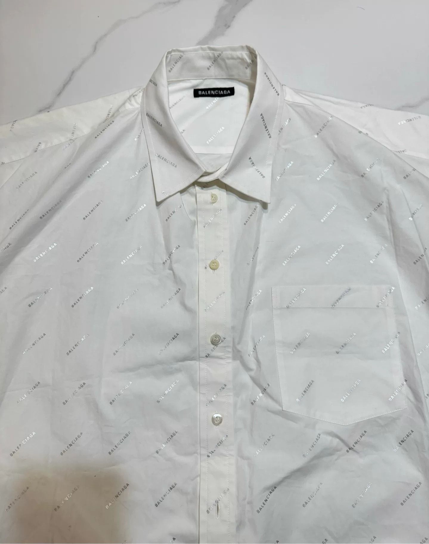 Balenciaga Balenciaga Silver Logo Print Long-Sleeve Shirt Size US S / EU 44-46 / 1 - 5 Thumbnail