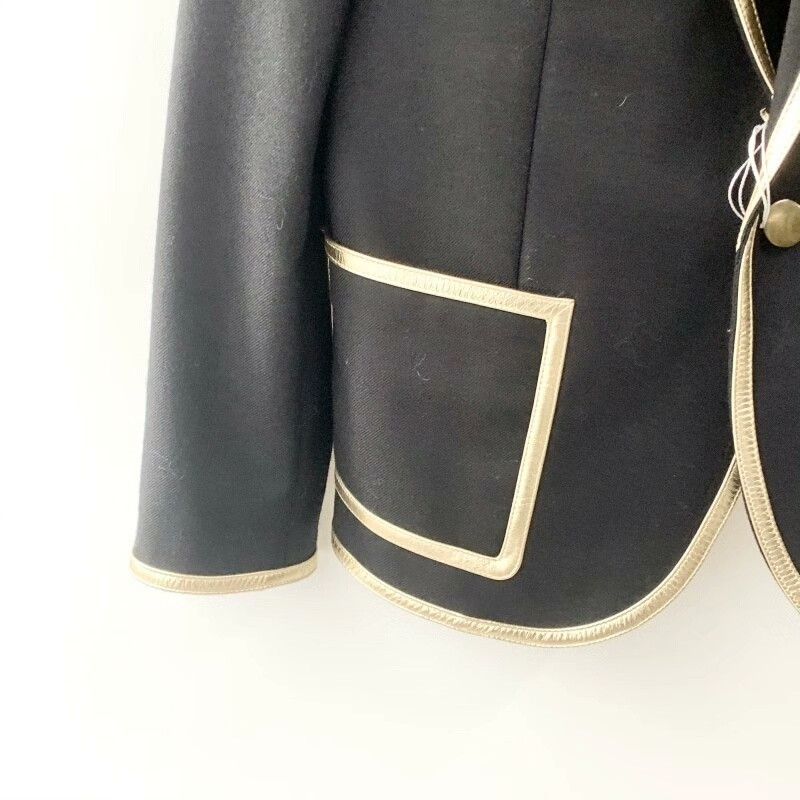 Saint Laurent Paris Saint Laurent Black Gold Trim Blazer Size S / US 4 / IT 40 - 3 Thumbnail