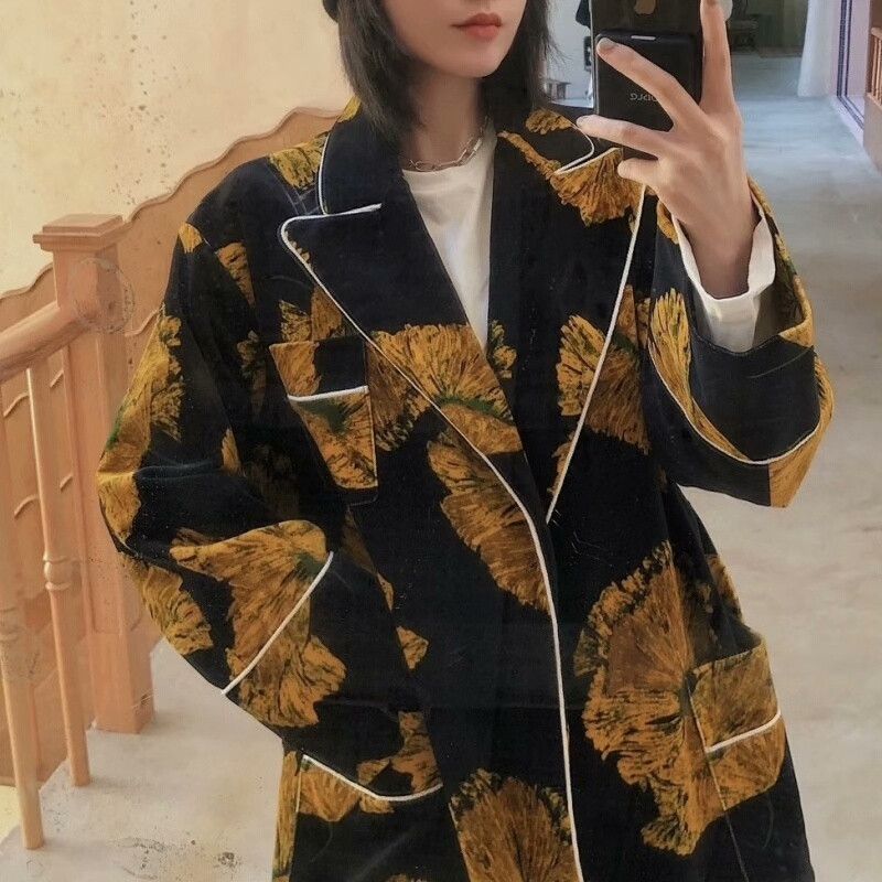 Gucci Gucci Women's Autumn Leaf Print Coat Size S / US 4 / IT 40 - 6 Thumbnail