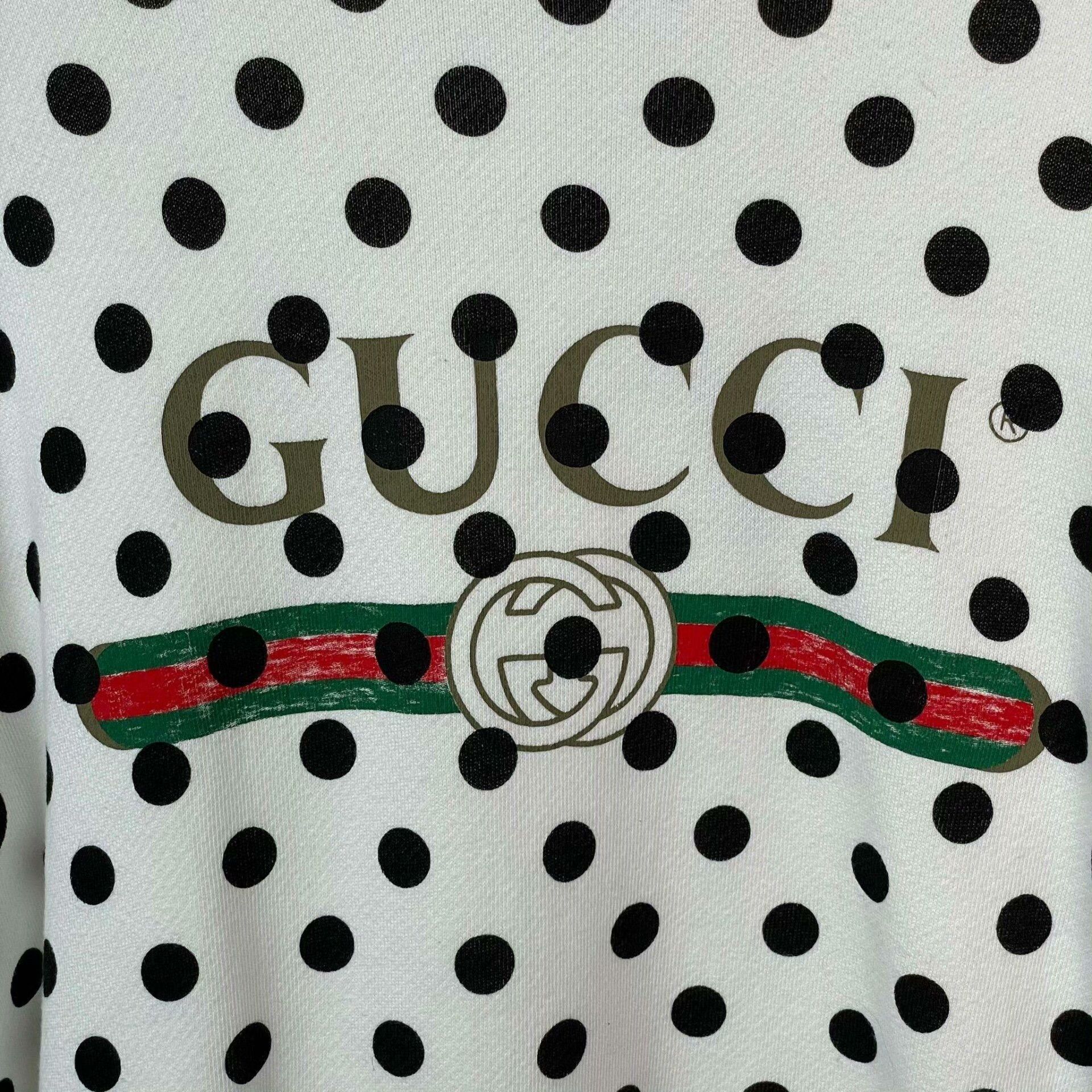 Gucci Gucci White Polka Dot Logo Sweatshirt S Size S / US 4 / IT 40 - 9 Thumbnail