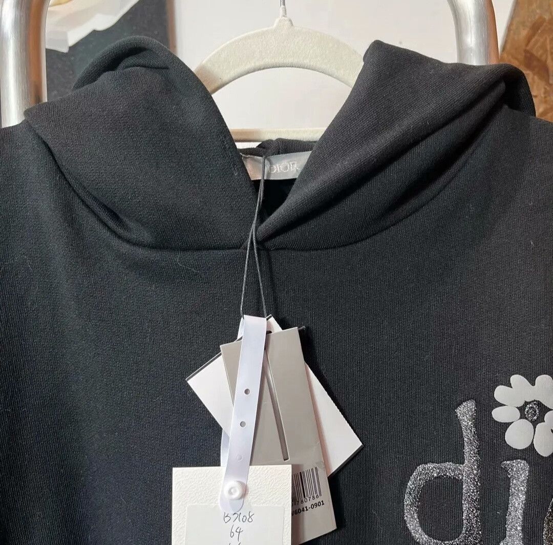 Dior Dior Black Glitter Daisy Embroidery Hoodie Size M / US 6-8 / IT 42-44 - 4 Thumbnail