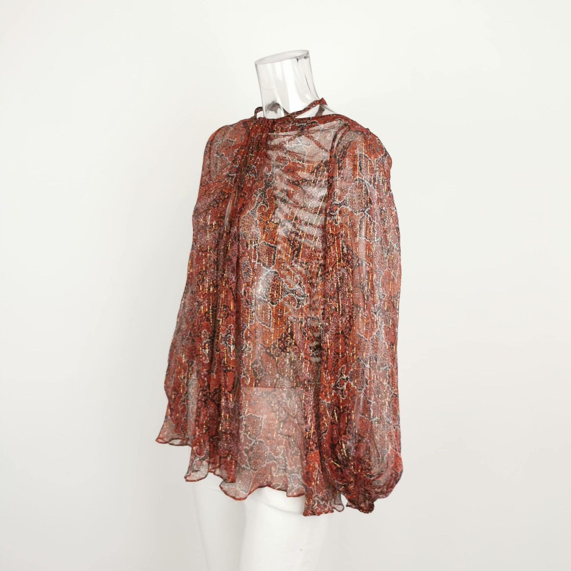 Zimmermann Zimmermann Red Printed Silk Blouse Size M / US 6-8 / IT 42-44 - 2 Thumbnail