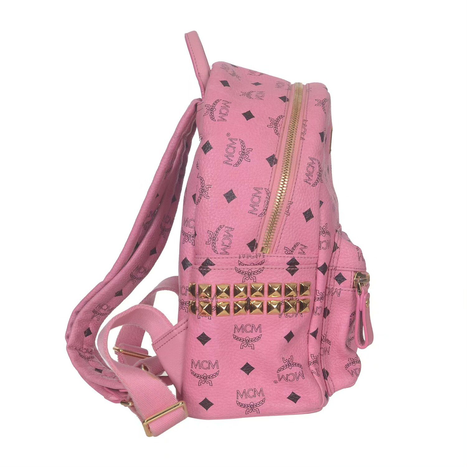 MCM MCM Pink Small Backpack Classic Rivet Size ONE SIZE - 3 Thumbnail
