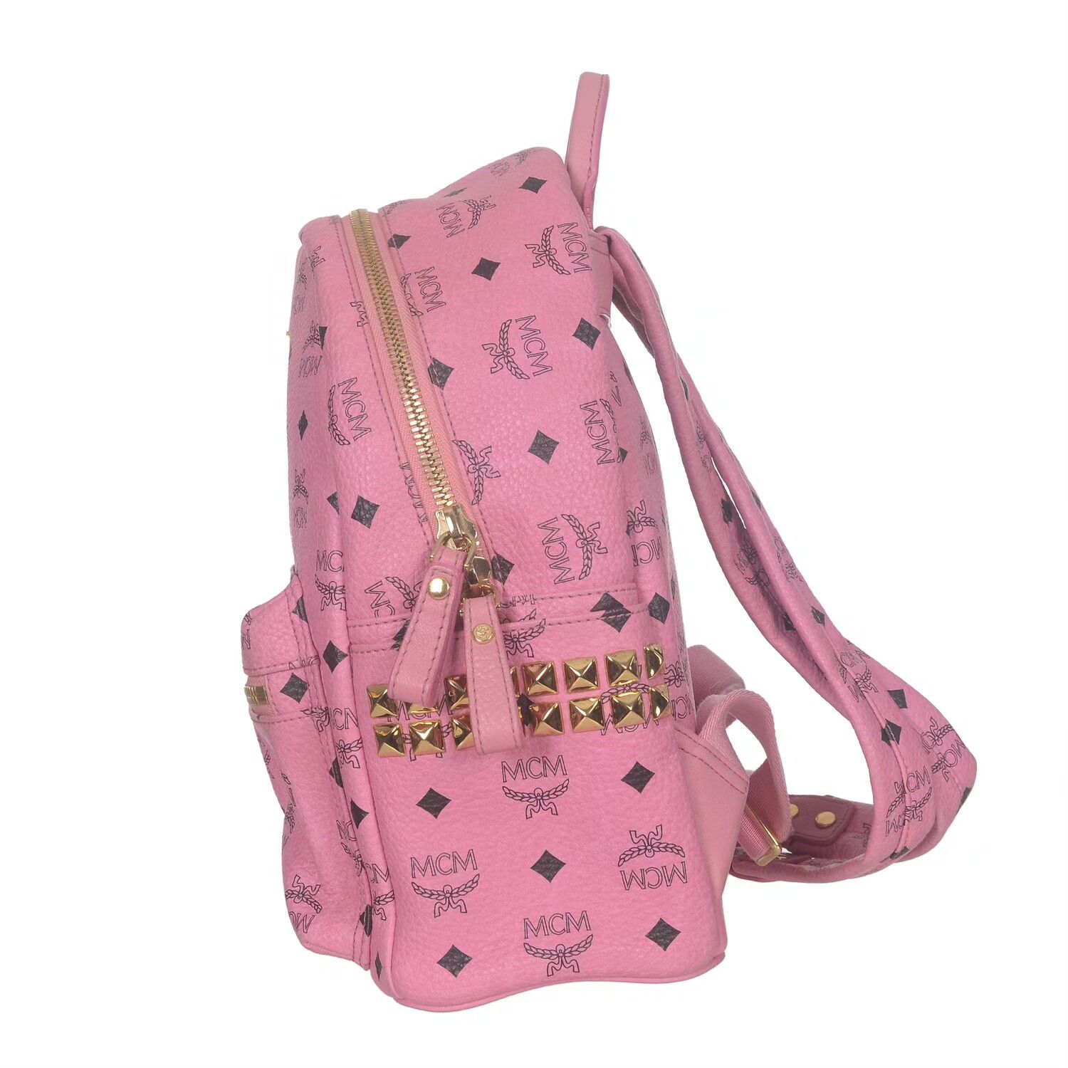 MCM MCM Pink Small Backpack Classic Rivet Size ONE SIZE - 2 Thumbnail