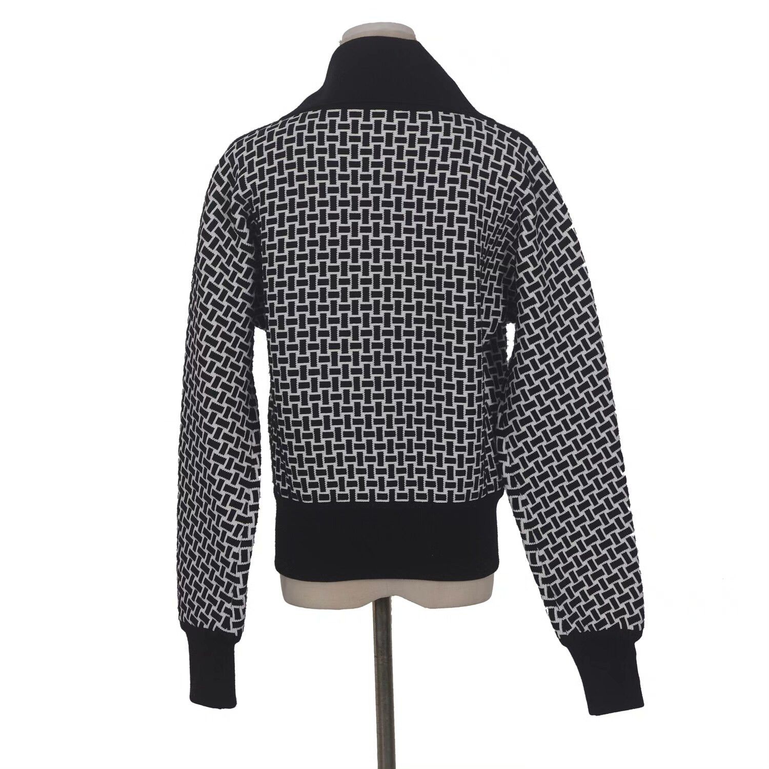 Hermes Hermes Black White Wool Blend Zip Jacket Size XS / US 0-2 / IT 36-38 - 2 Thumbnail