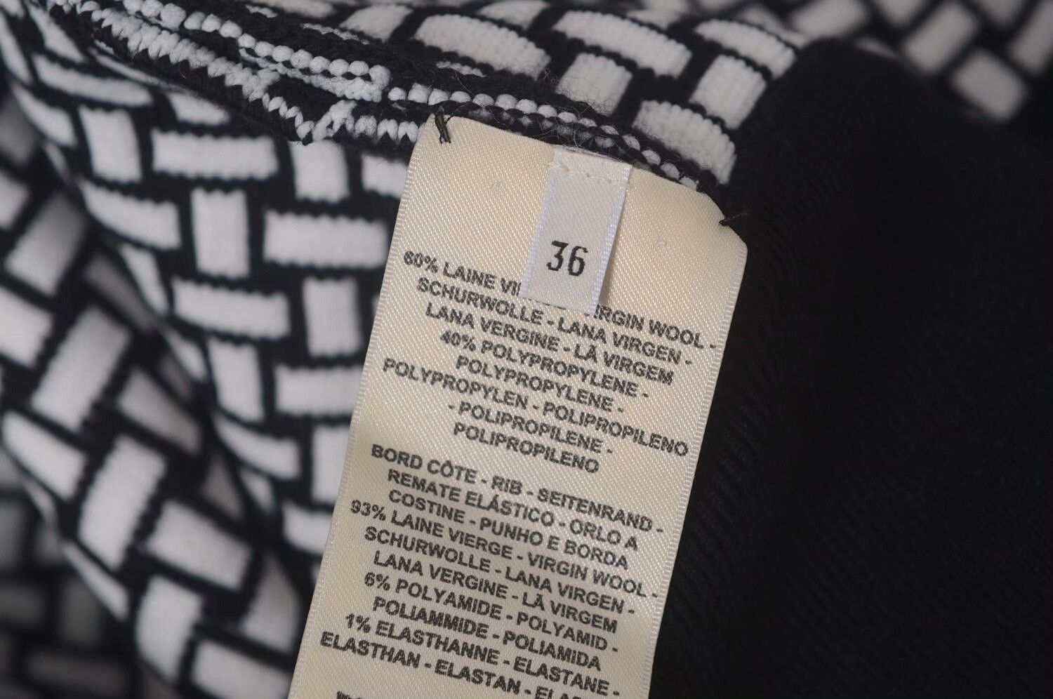 Hermes Hermes Black White Wool Blend Zip Jacket Size XS / US 0-2 / IT 36-38 - 4 Thumbnail