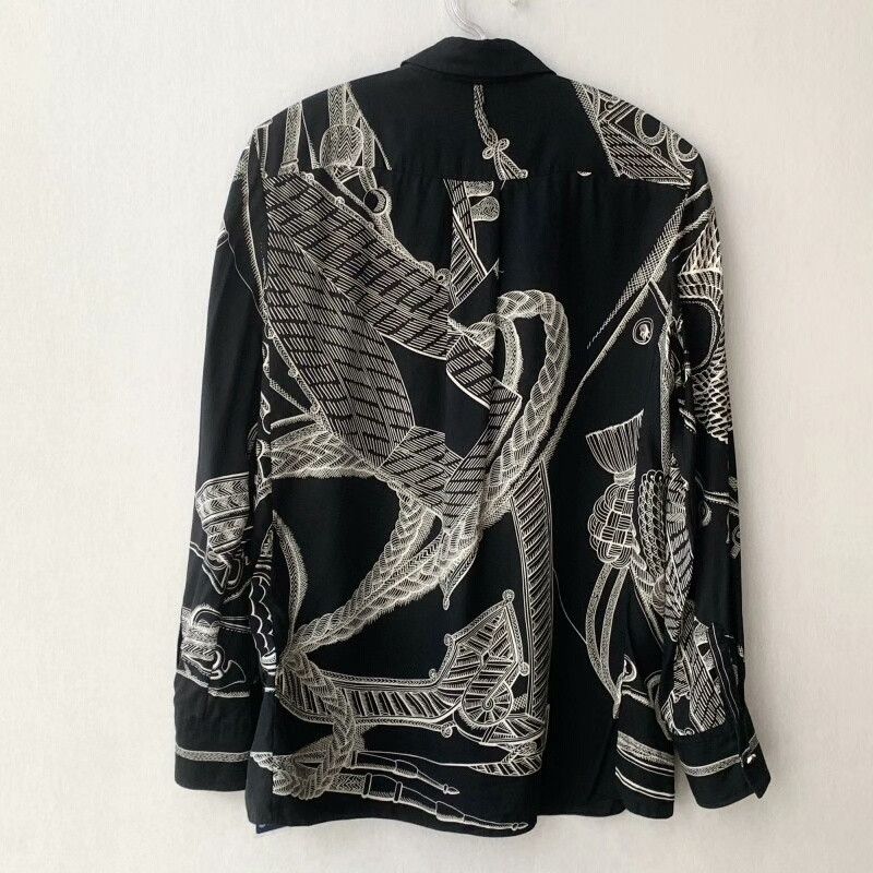 Hermes Hermes Silk Shirt Black Chain Print Size XXS / US 00 / IT 34 - 2 Thumbnail