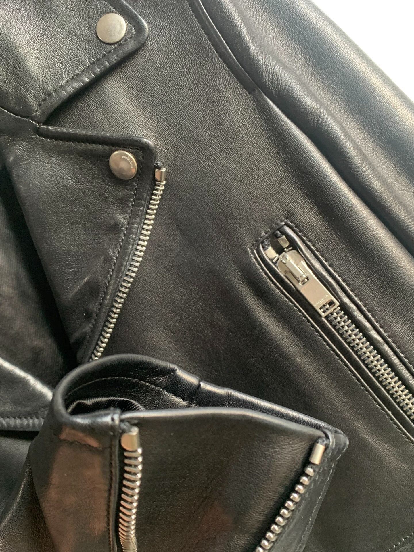 Yves Saint Laurent YSL Biker Black Short Leather Jacket Size XS / US 0-2 / IT 36-38 - 5 Thumbnail