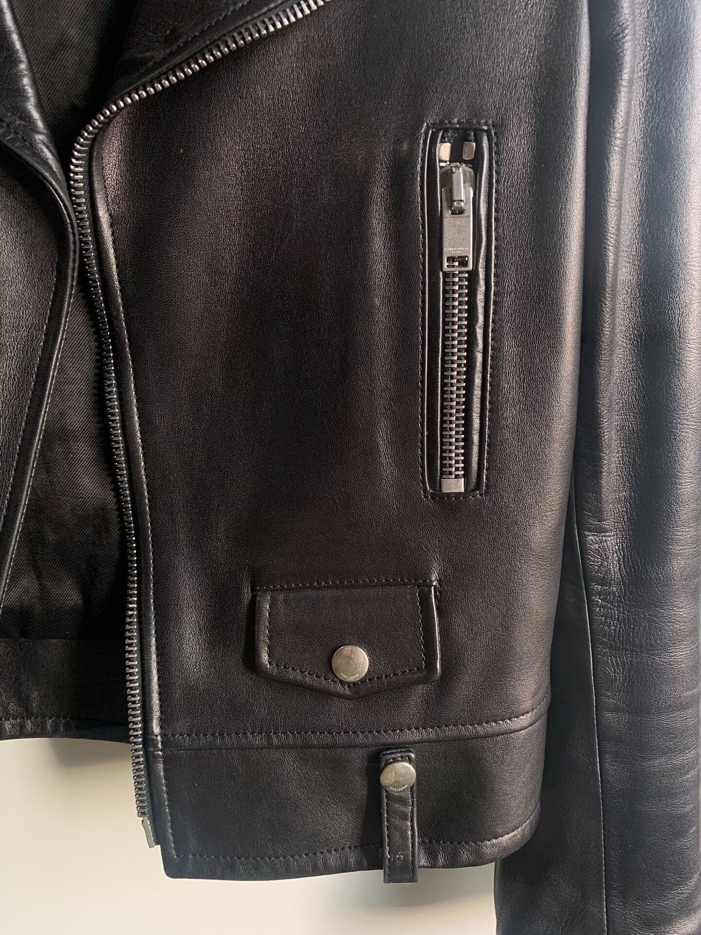 Yves Saint Laurent YSL Biker Black Short Leather Jacket Size XS / US 0-2 / IT 36-38 - 4 Thumbnail