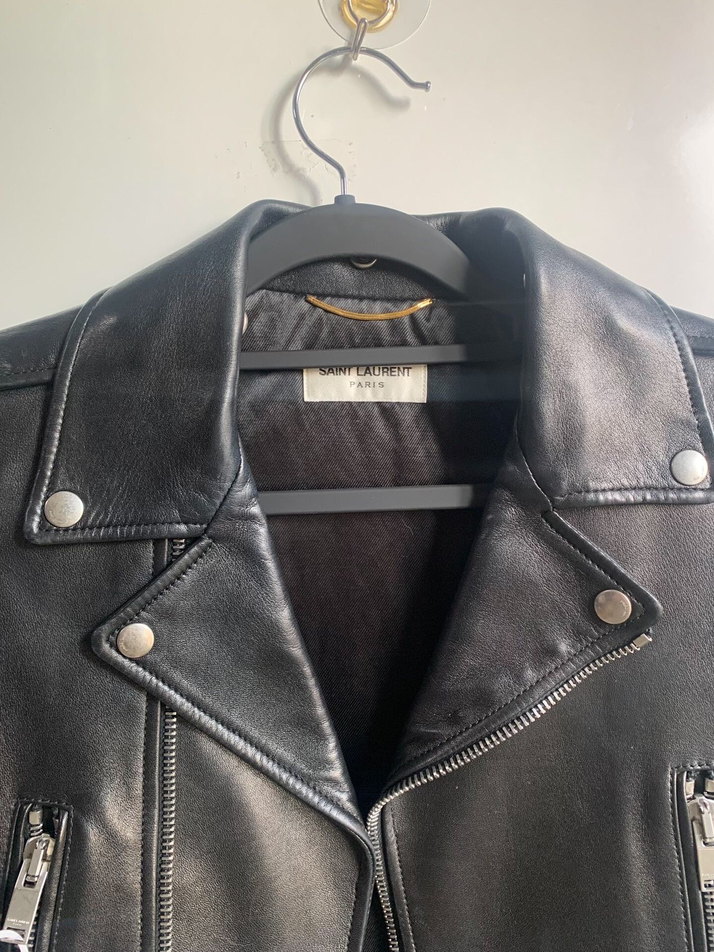 Yves Saint Laurent YSL Biker Black Short Leather Jacket Size XS / US 0-2 / IT 36-38 - 2 Thumbnail