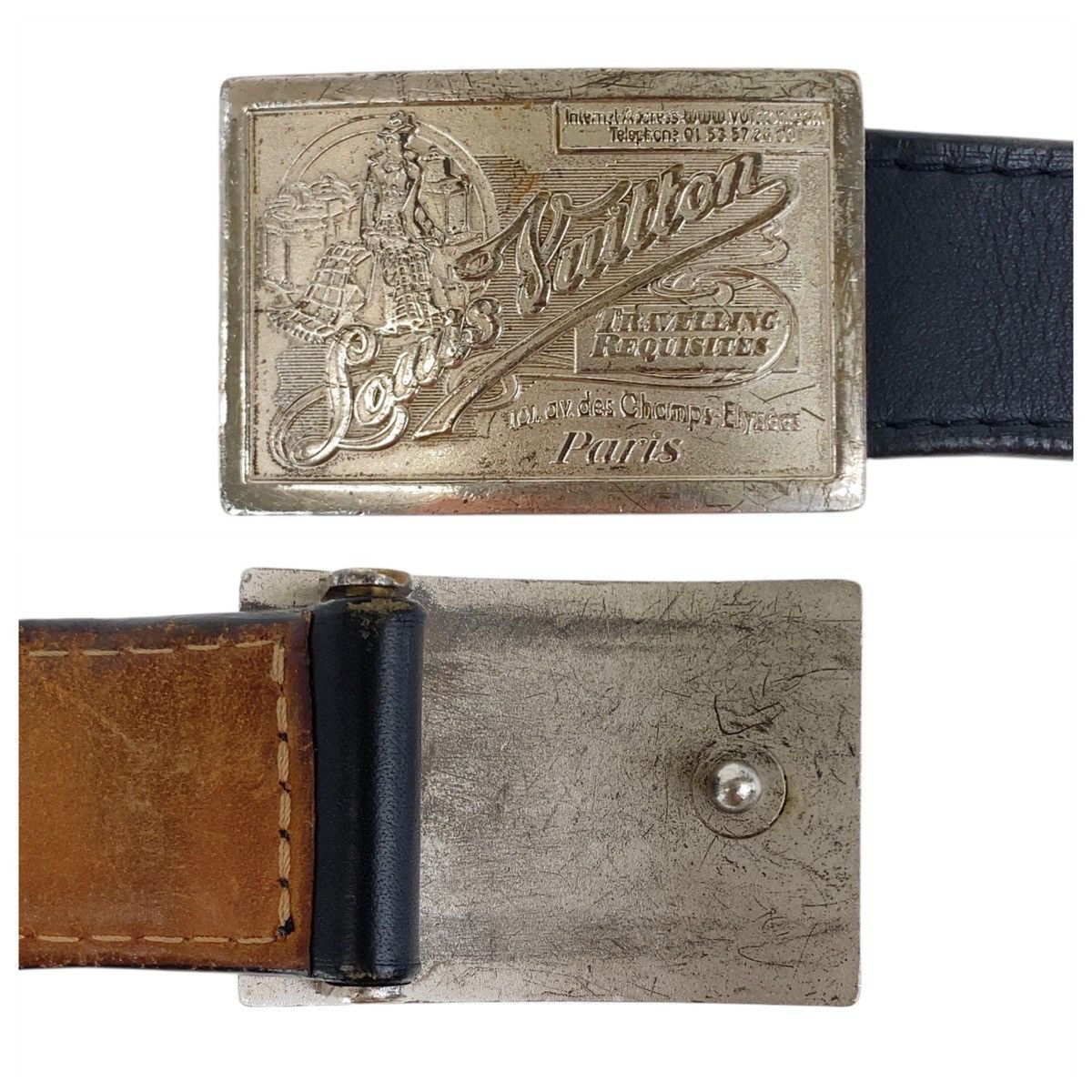 Louis Vuitton Louis Vuitton Louis Vuitton Sangle Jeans Leather Metal Belt Leather Belt M6812 DUTY FREE for USA Size ONE SIZE - 6 Thumbnail
