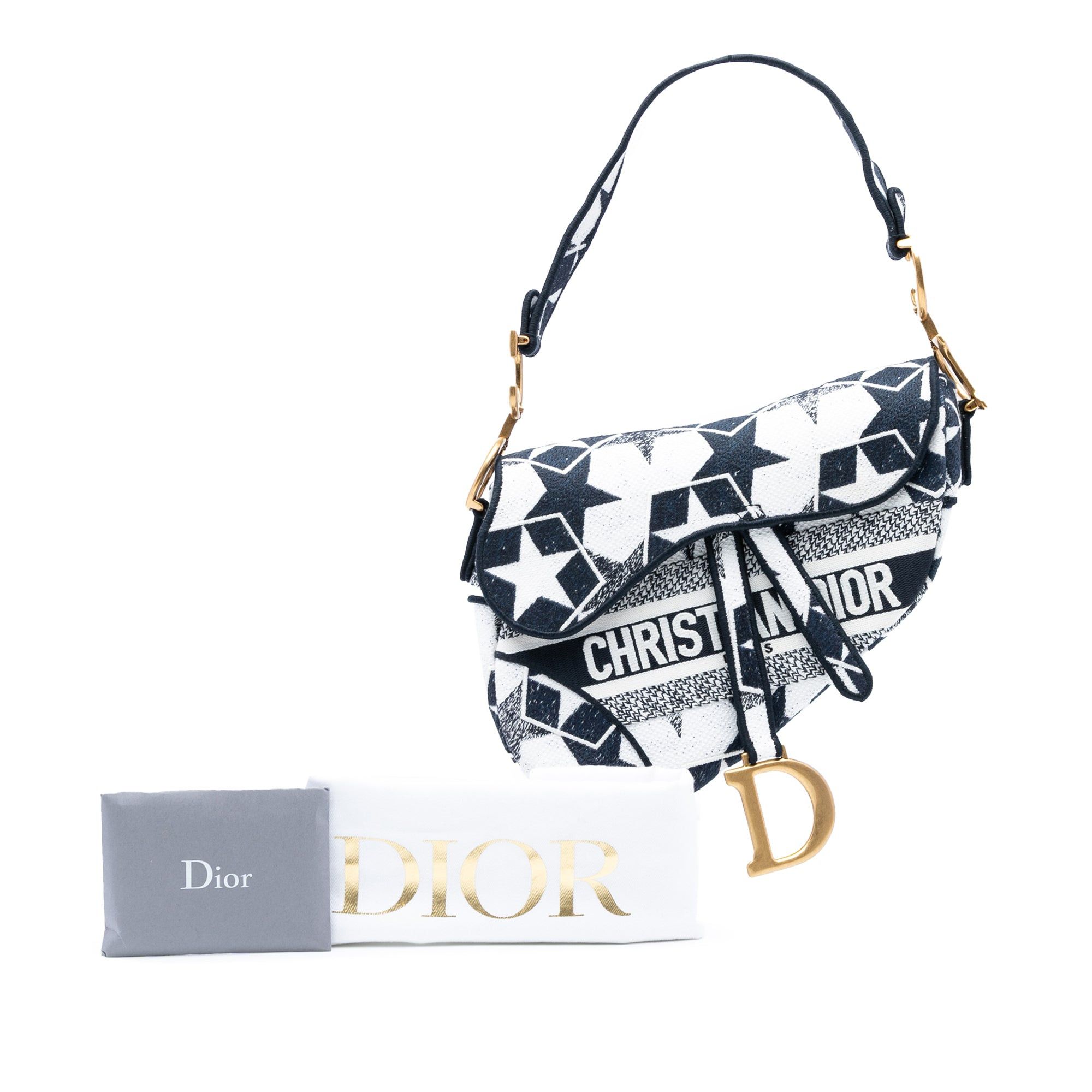 Dior Embroidered Canvas Stars Saddle Bag Size ONE SIZE - 8 Thumbnail