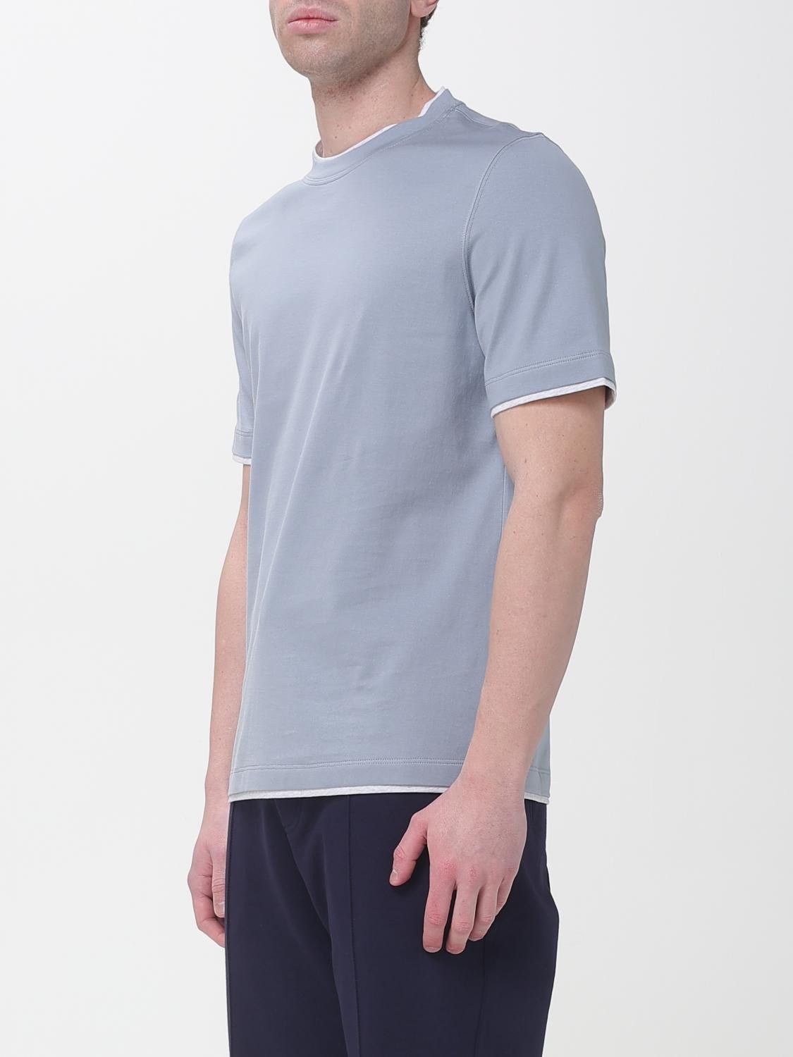Brunello Cucinelli Brunello Cucinelli T-Shirt Men Gnawed Blue Size US XXL / EU 58 / 5 - 4 Thumbnail
