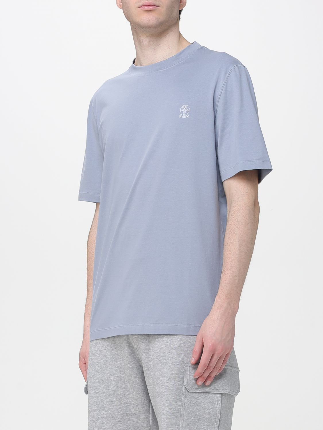 Brunello Cucinelli Brunello Cucinelli T-Shirt Men Gnawed Blue Size US XXL / EU 58 / 5 - 4 Thumbnail