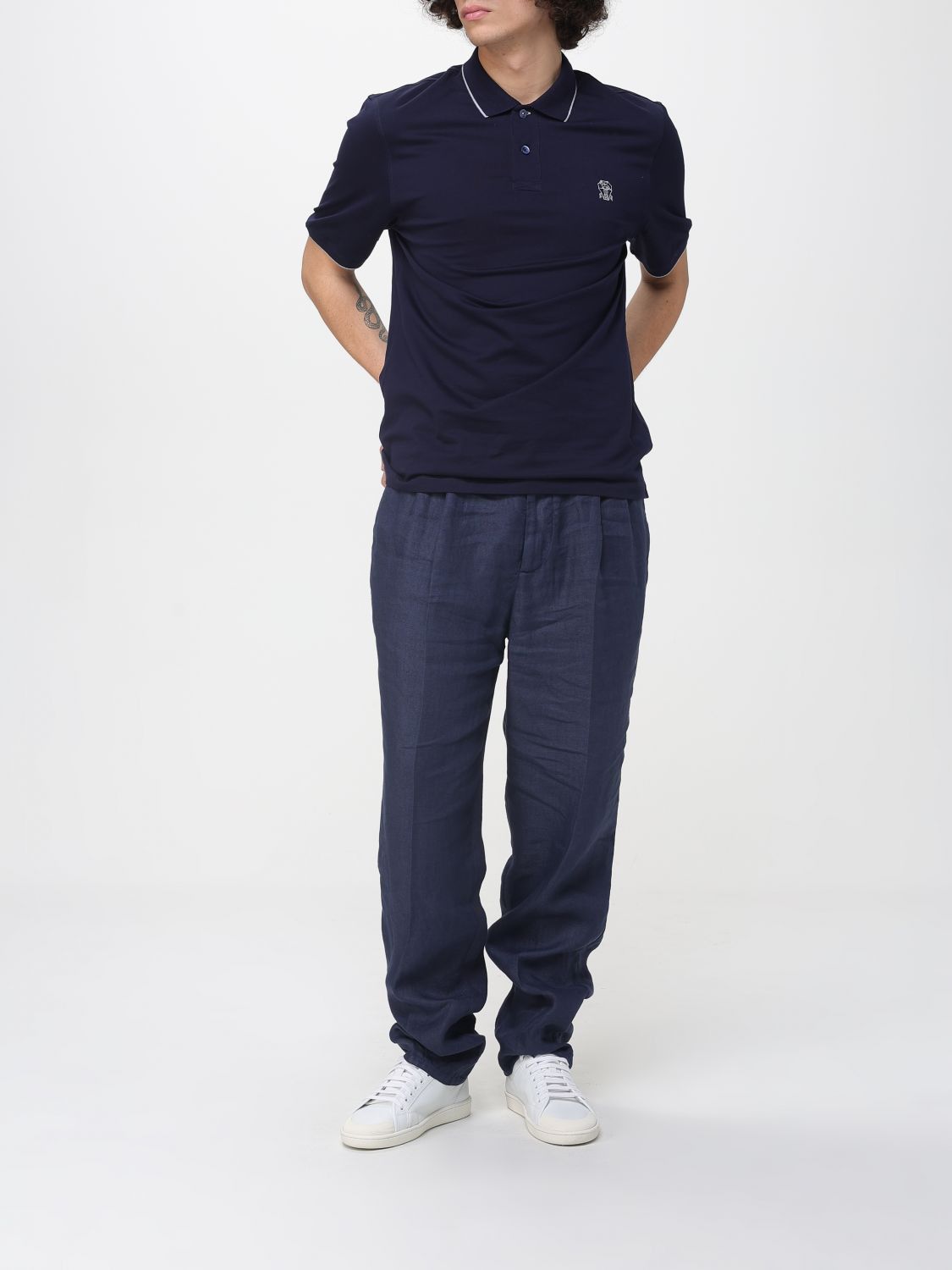 Brunello Cucinelli Brunello Cucinelli Polo Shirt Men Blue Size US L / EU 52-54 / 3 - 2 Thumbnail