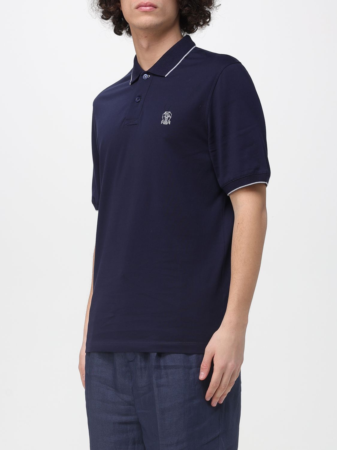 Brunello Cucinelli Brunello Cucinelli Polo Shirt Men Blue Size US XXL / EU 58 / 5 - 4 Thumbnail