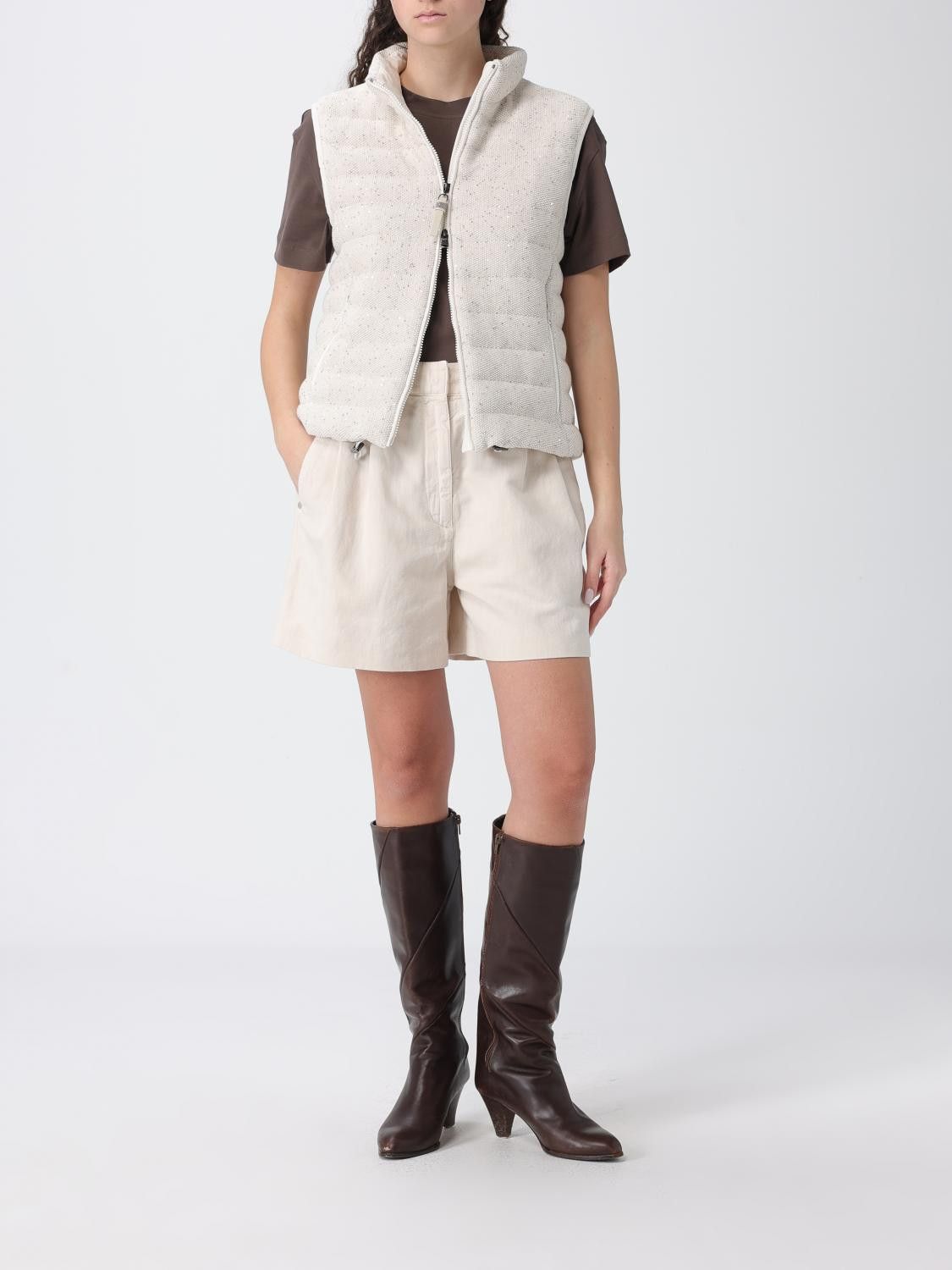 Brunello Cucinelli Brunello Cucinelli Waistcoat Woman Ivory Size M / US 6-8 / IT 42-44 - 2 Thumbnail