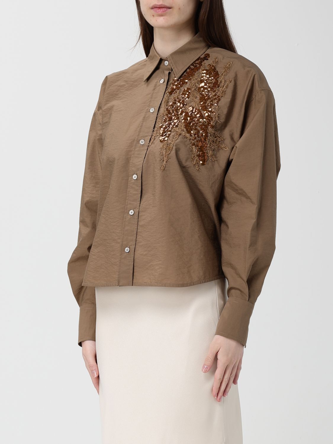 Brunello Cucinelli Brunello Cucinelli Shirt Woman Sand Size S / US 4 / IT 40 - 4 Thumbnail