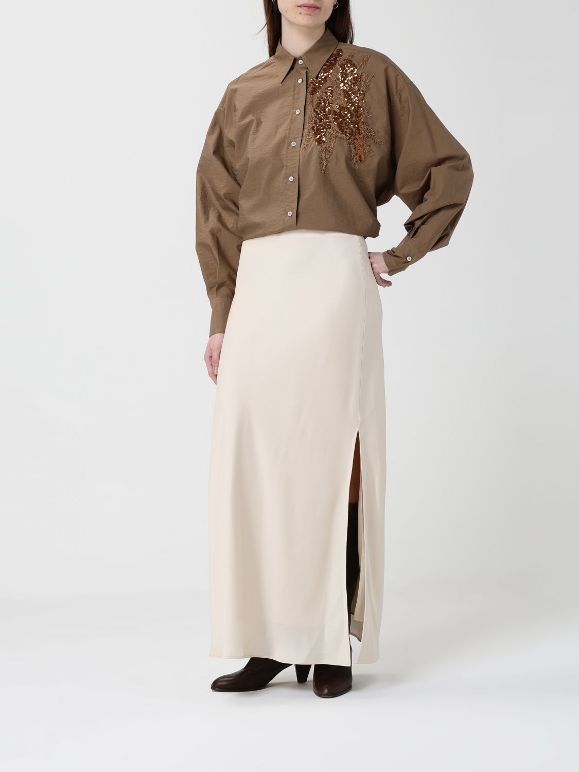 Brunello Cucinelli Brunello Cucinelli Shirt Woman Sand Size S / US 4 / IT 40 - 2 Thumbnail