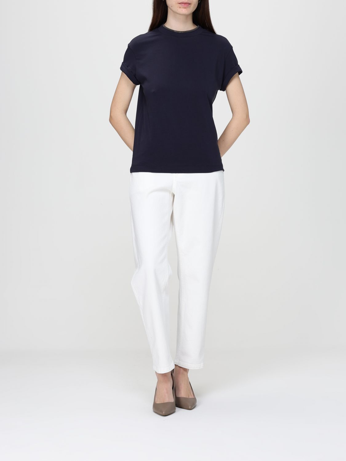 Brunello Cucinelli Brunello Cucinelli T-Shirt Woman Blue Size L / US 10 / IT 46 - 2 Thumbnail