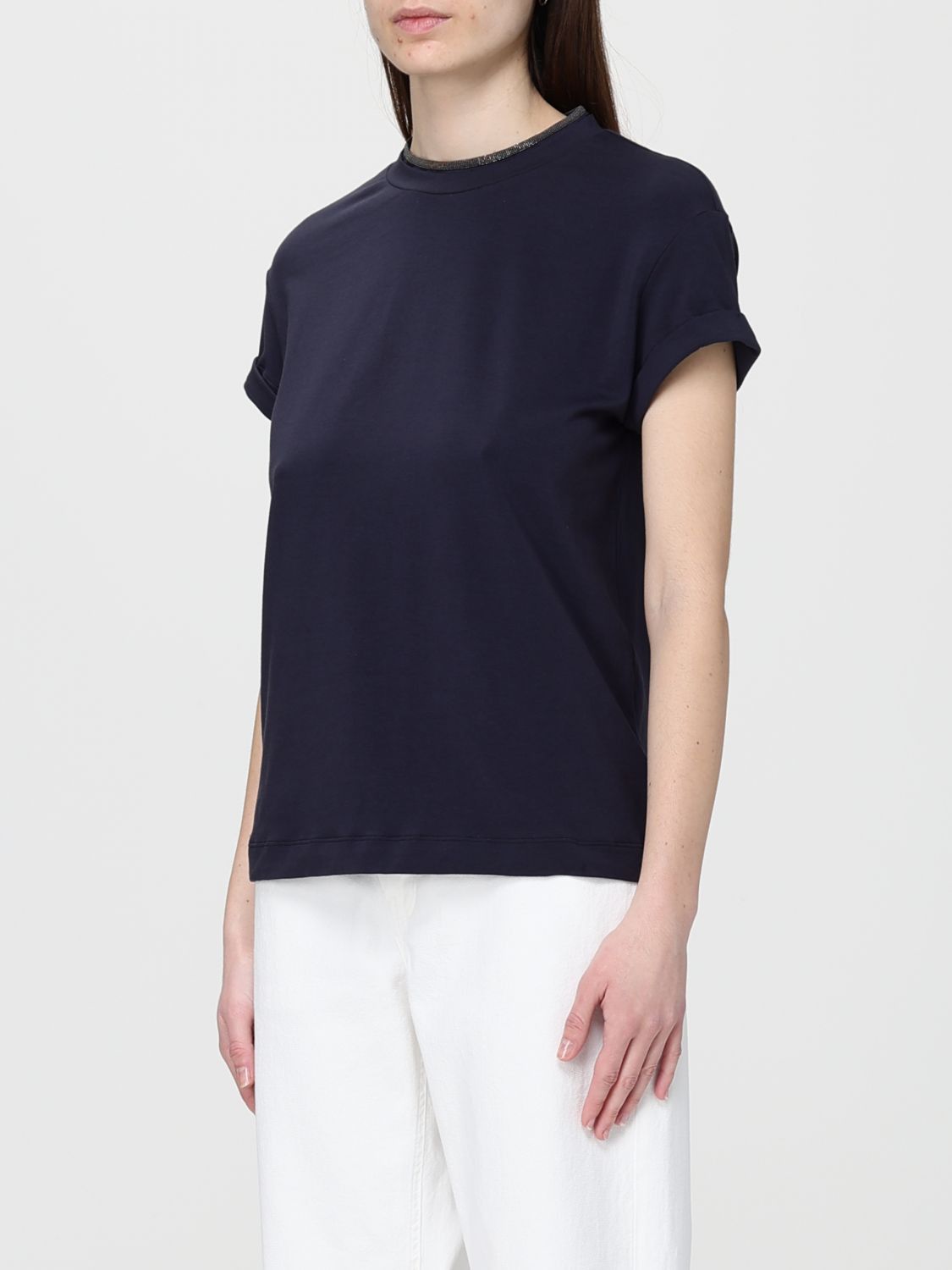 Brunello Cucinelli Brunello Cucinelli T-Shirt Woman Blue Size L / US 10 / IT 46 - 4 Thumbnail