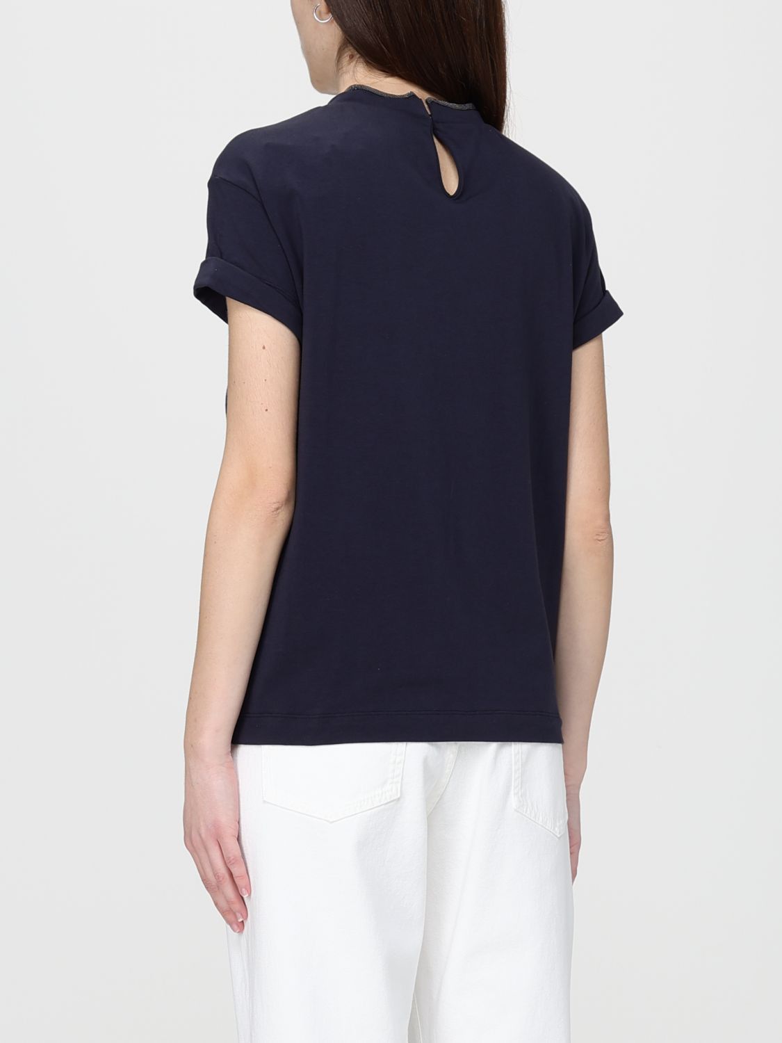 Brunello Cucinelli Brunello Cucinelli T-Shirt Woman Blue Size L / US 10 / IT 46 - 3 Thumbnail